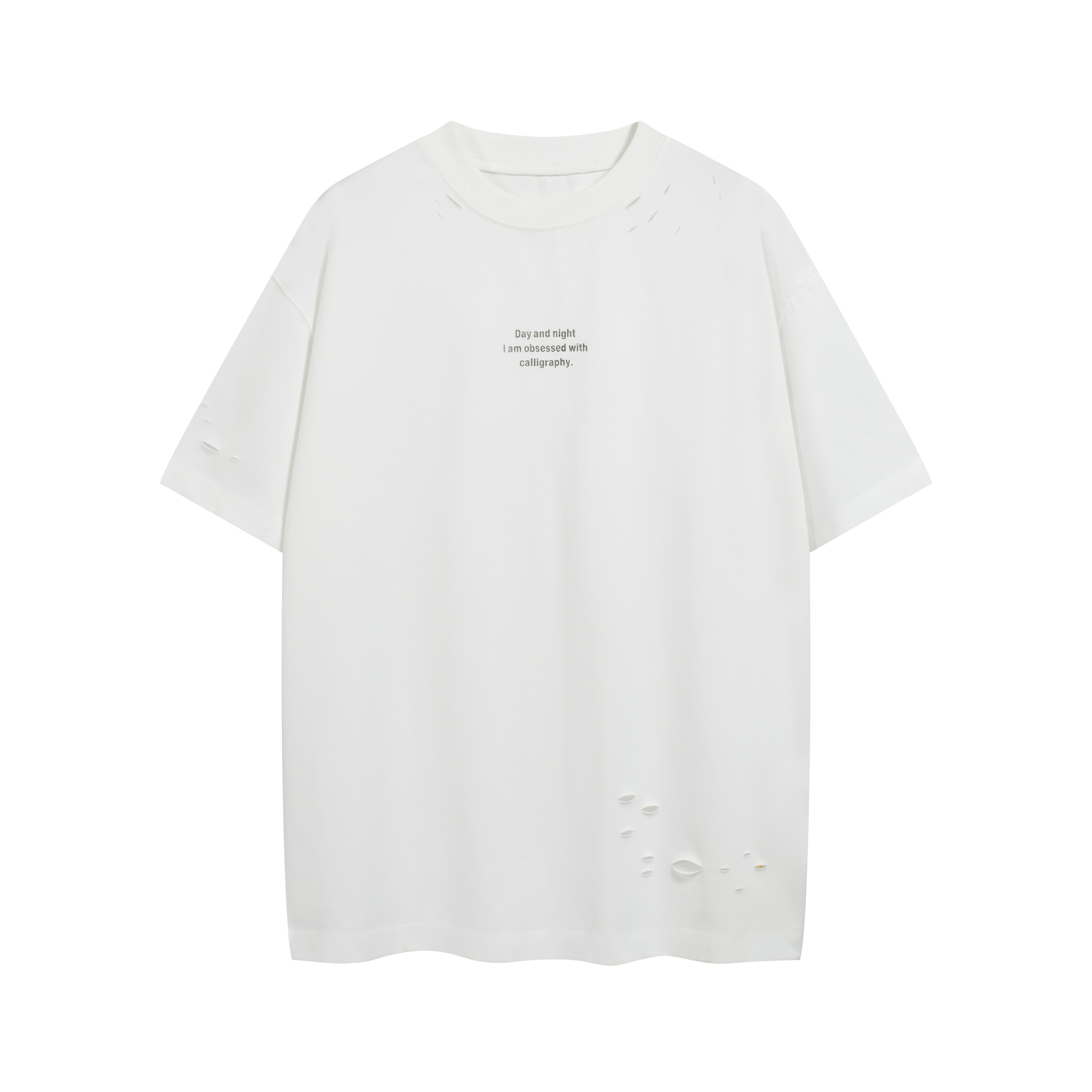 Unisex Oversized Distressed White Graphic T-Shirt