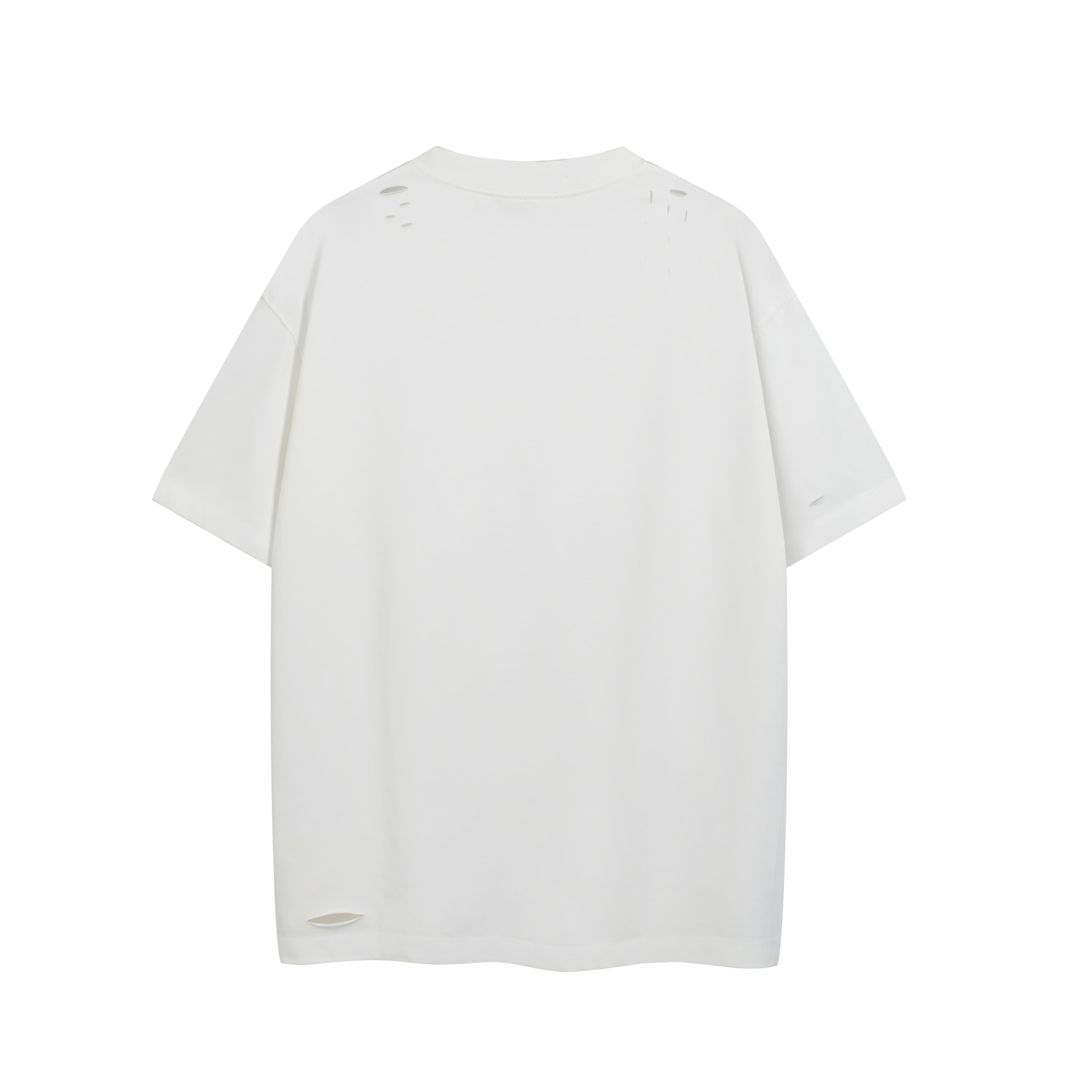 Unisex Oversized Distressed White Graphic T-Shirt