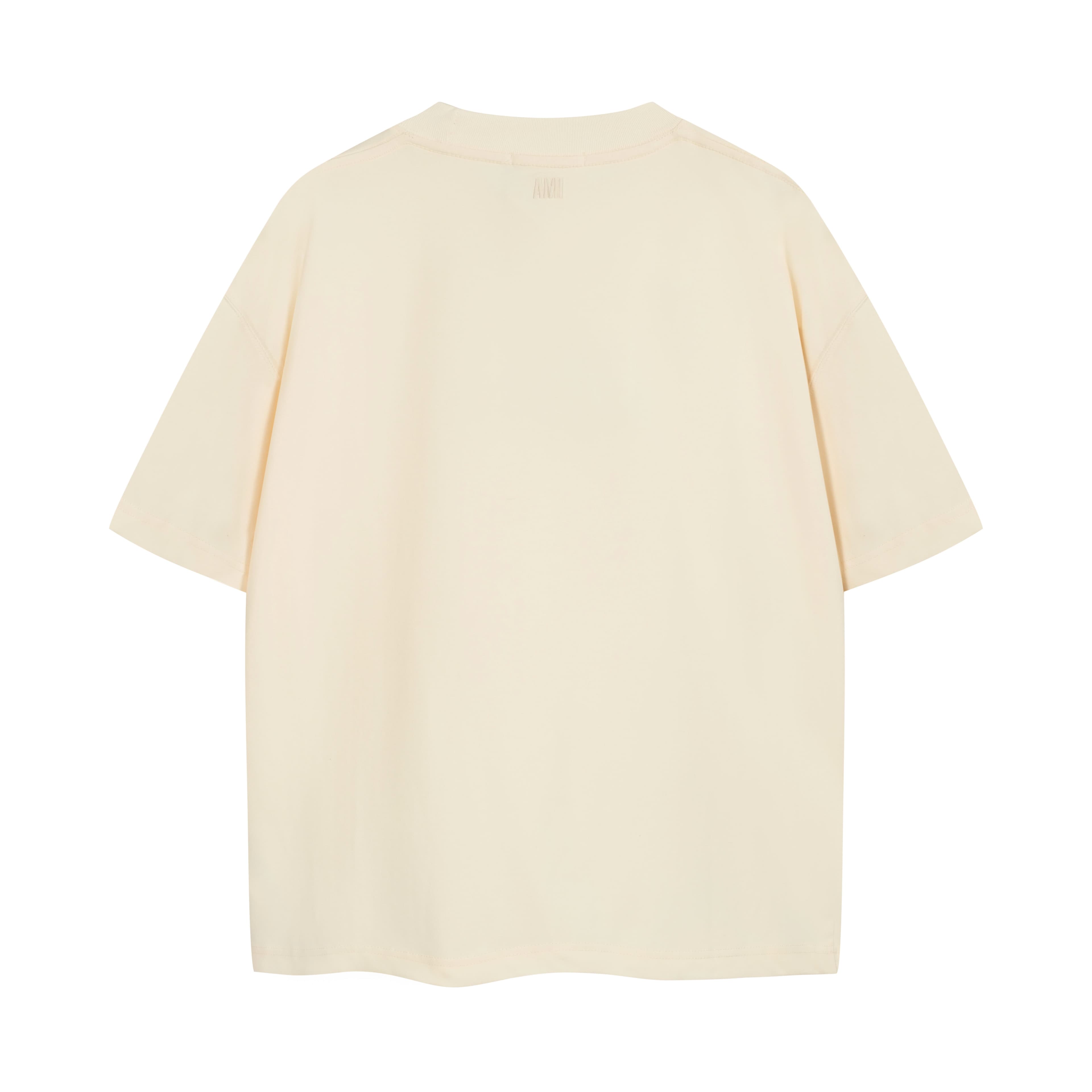 AMI Paris Beige Terry Patch T-Shirt - Unisex Ami de Cœur
