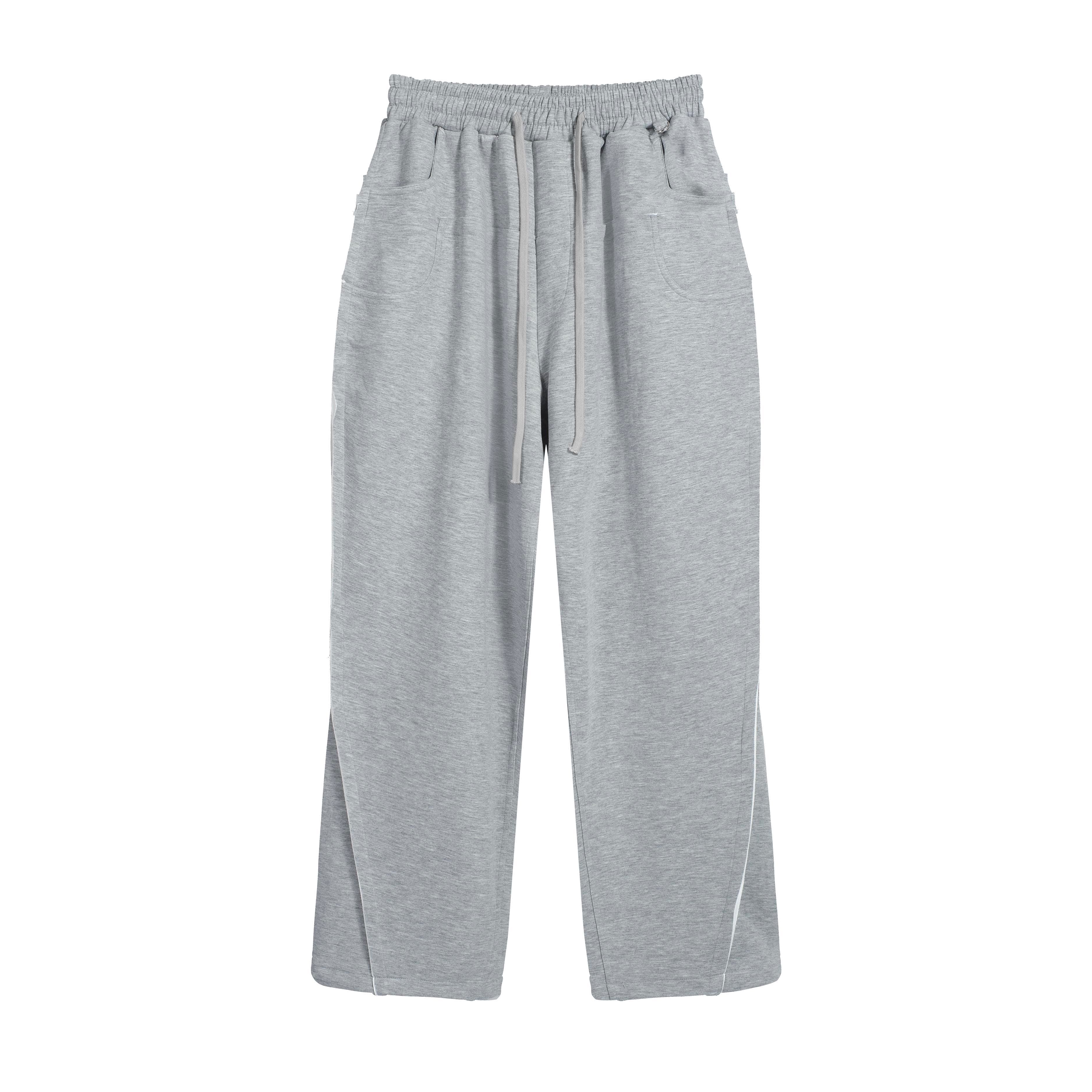 Unisex Wide-Leg Sweatpants | Heather Grey Drawstring Fleece