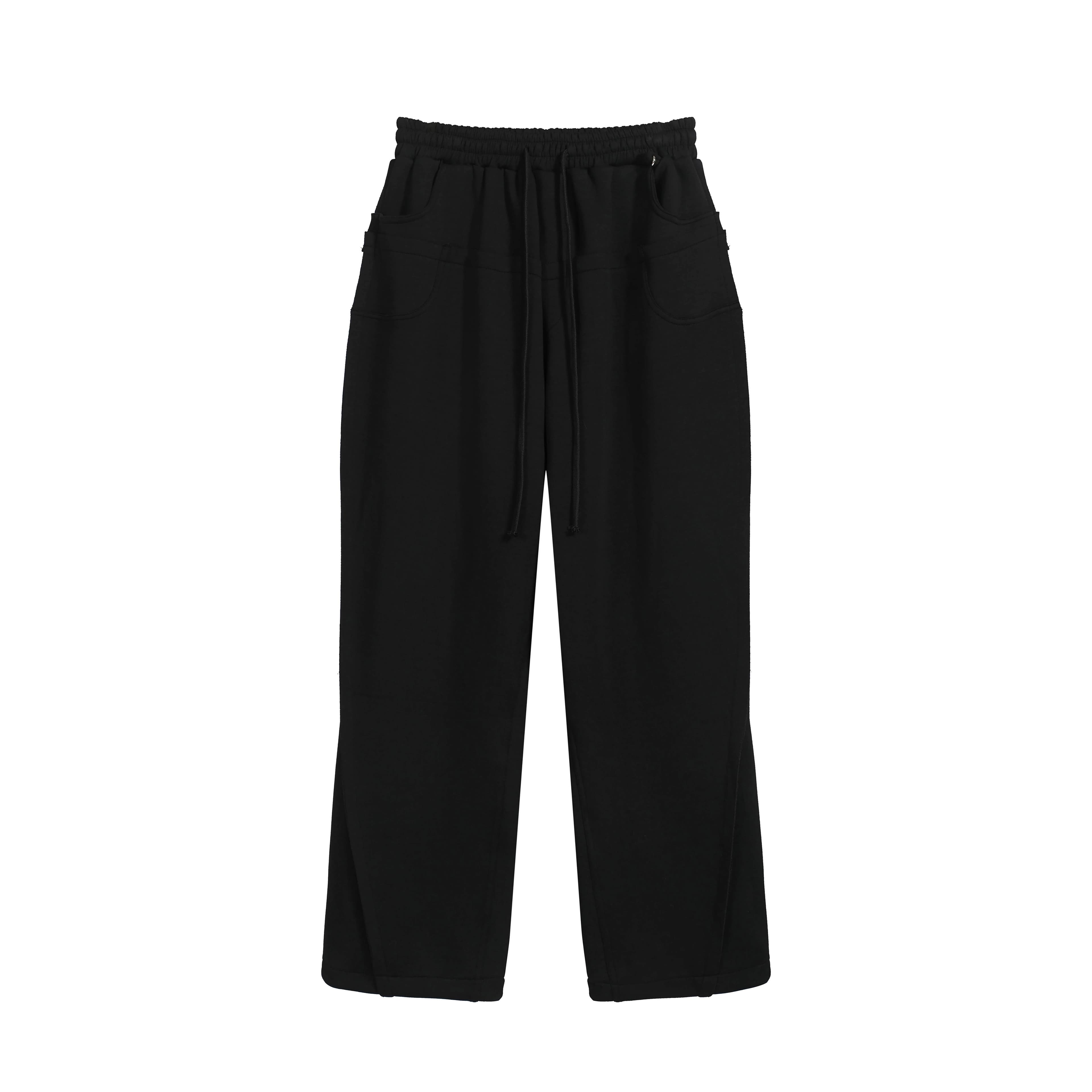 Black Wide-Leg Sweatpants | Unisex Heavyweight Fleece Drawstring