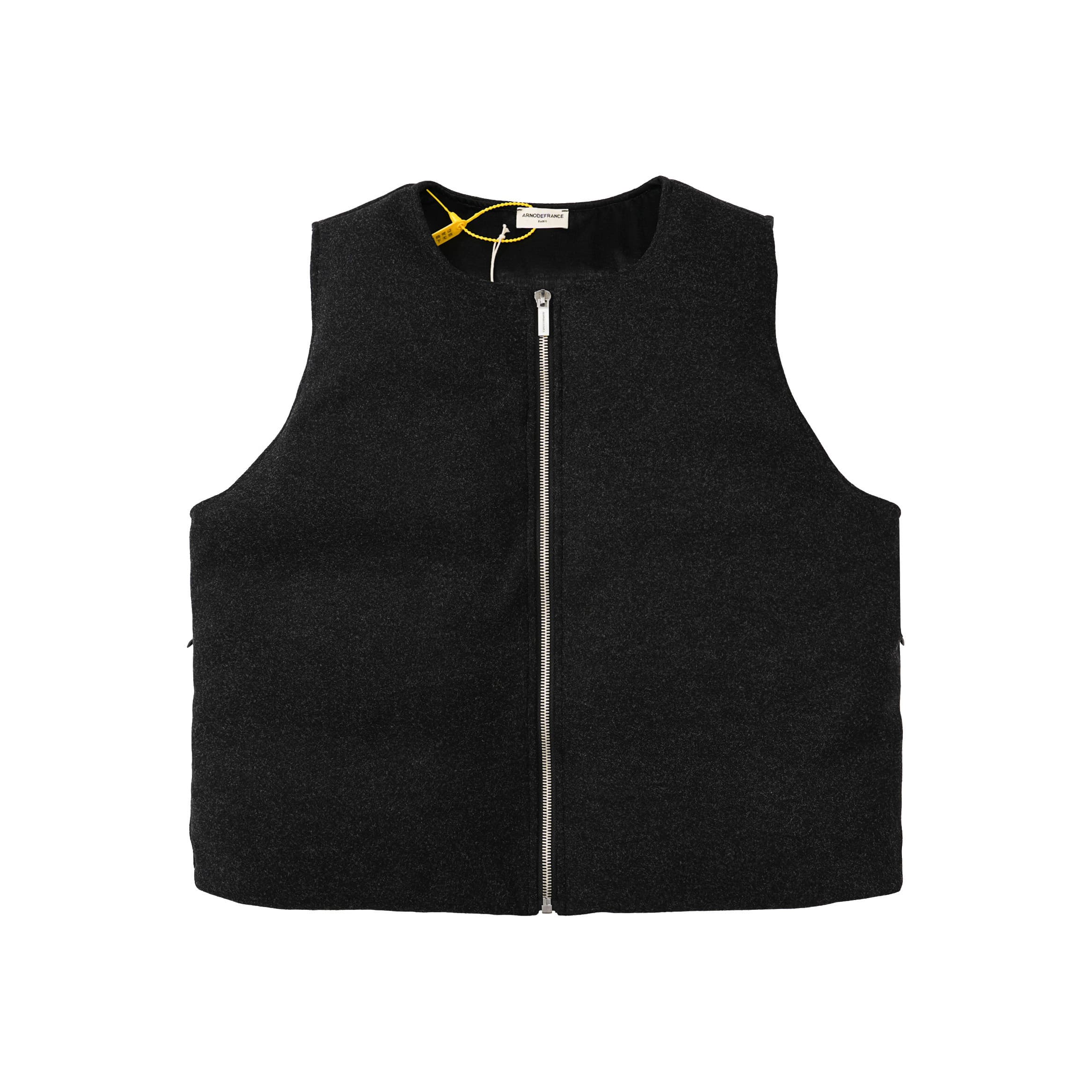 Charcoal Structured Wool-Blend Zip Vest | Unisex Layering