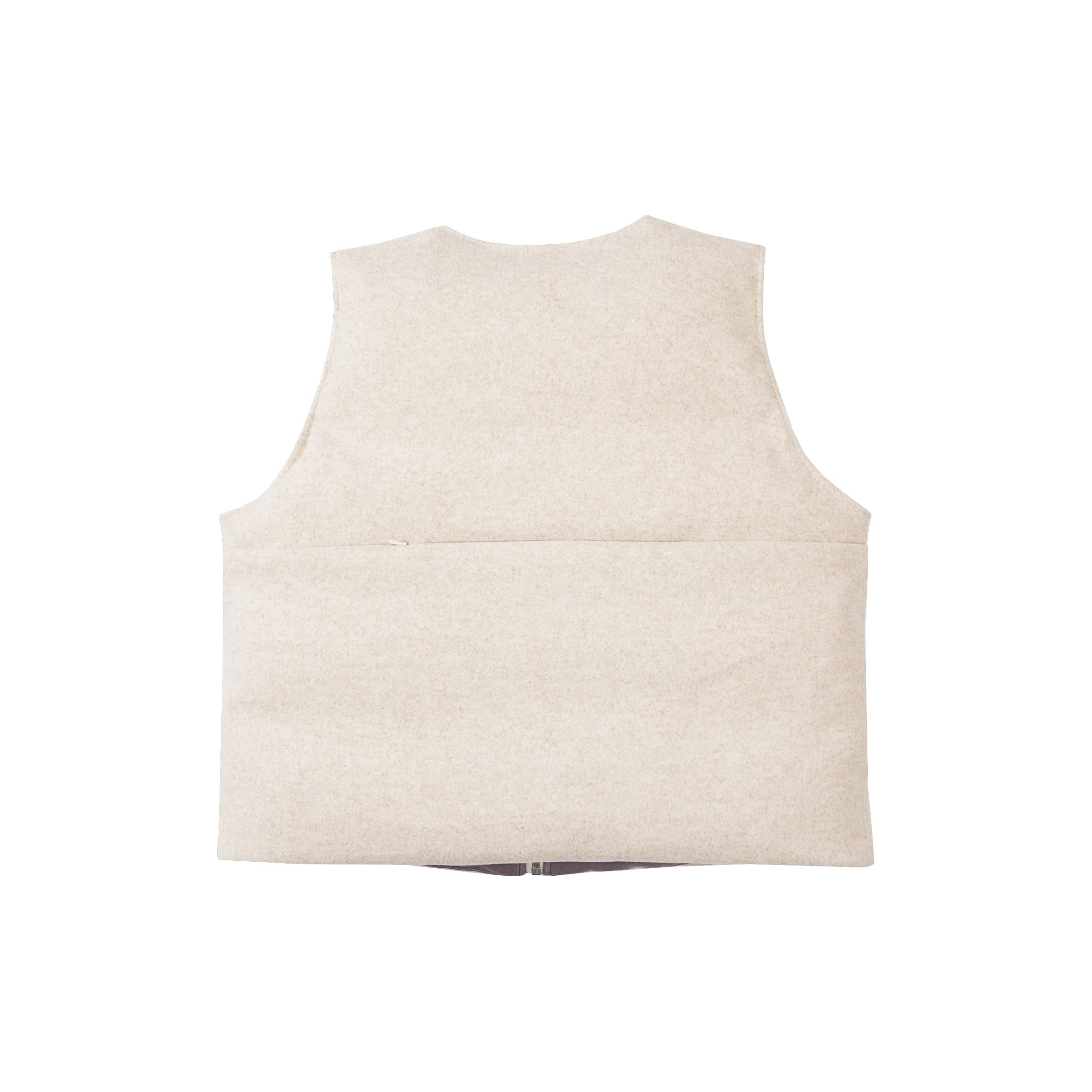 Oatmeal Structured Wool Zip Vest | Unisex Cream Layering Piece