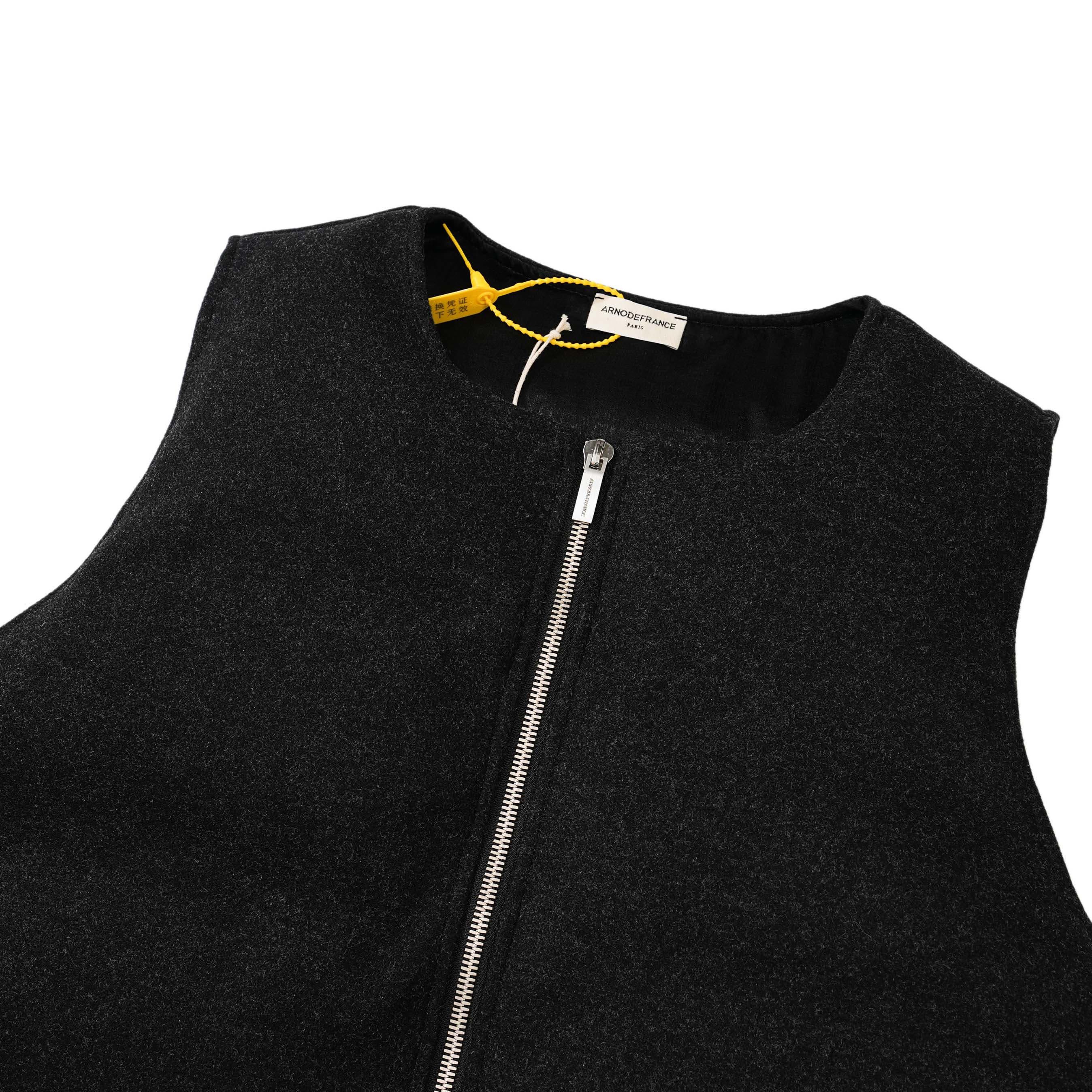 Charcoal Structured Wool-Blend Zip Vest | Unisex Layering