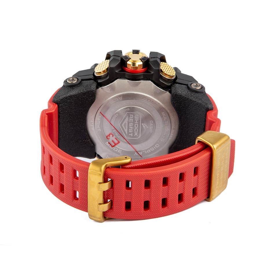 Casio G-Shock Mudmaster Black and Gold-Tone Watch with Red Band