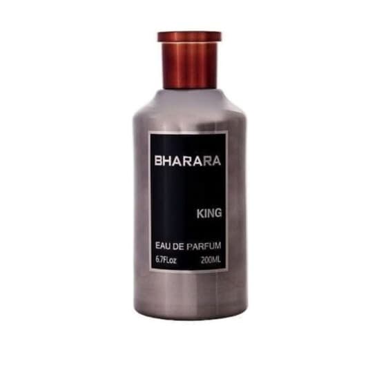 Bharara King Eau de Parfum for men, 200ml, silver bottle with dark cap. Bold and powerful fragrance.
