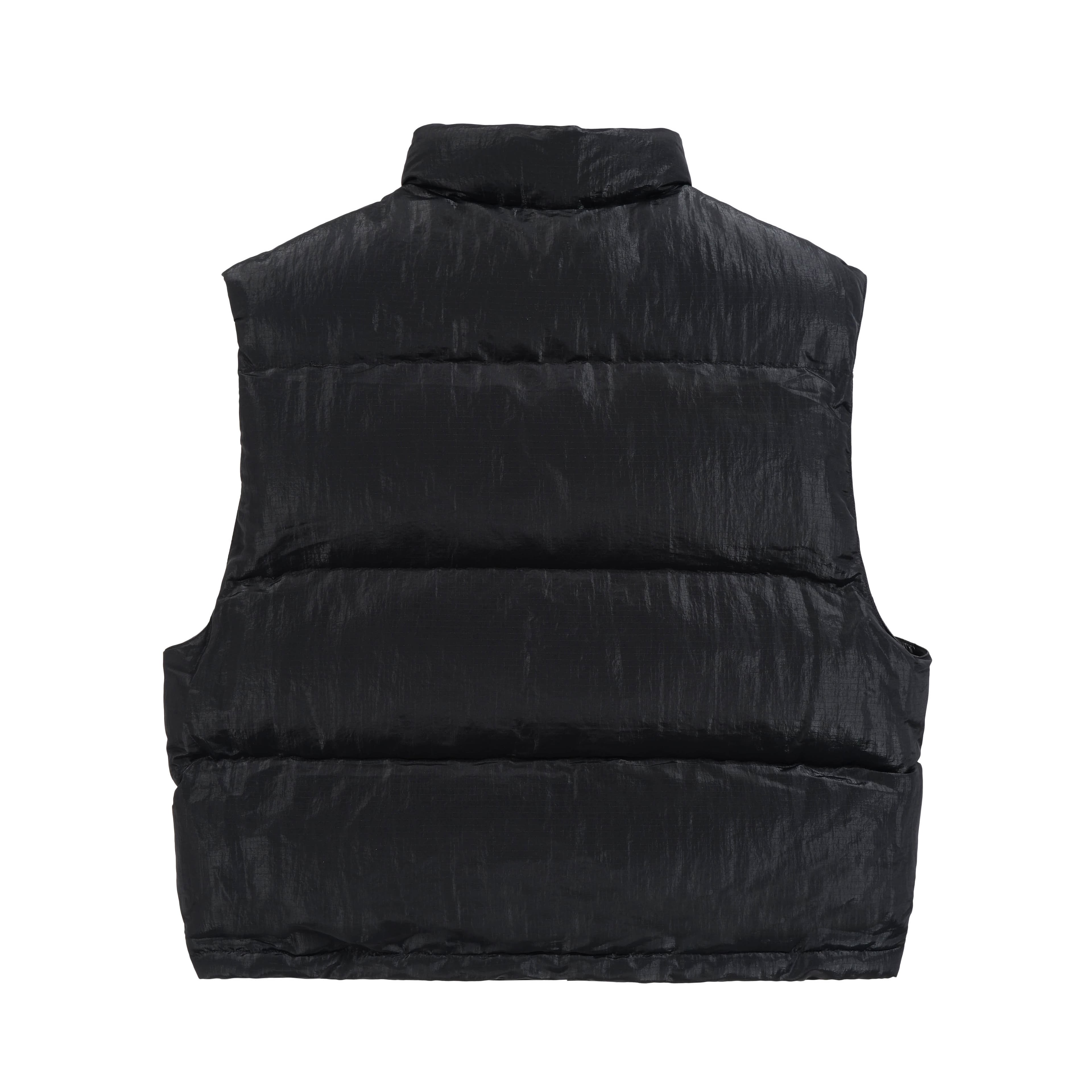 Black Shiny Cropped Puffer Vest - Cole Buxton Down Gilet