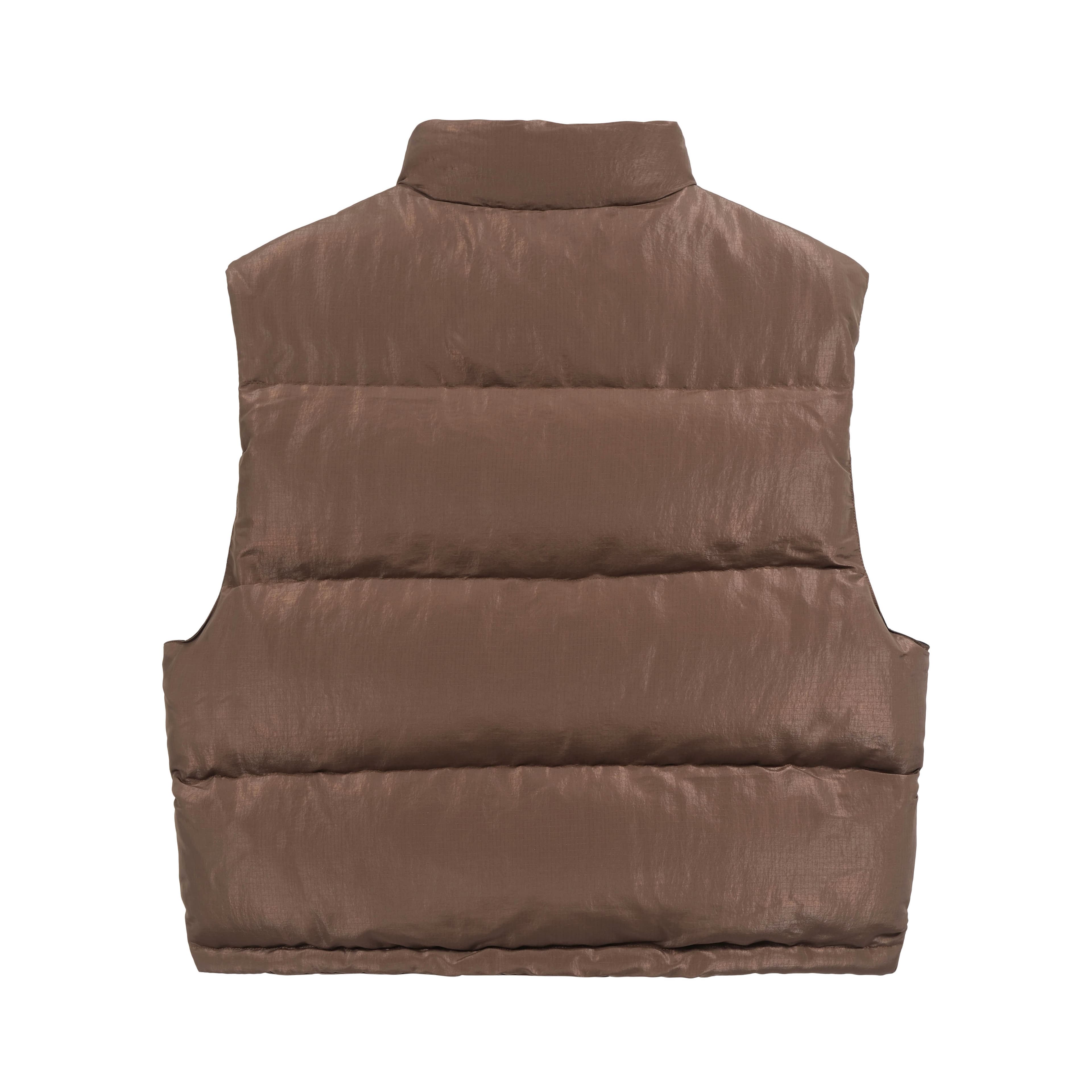 Brown Cropped Down Puffer Vest - Cole Buxton Gilet