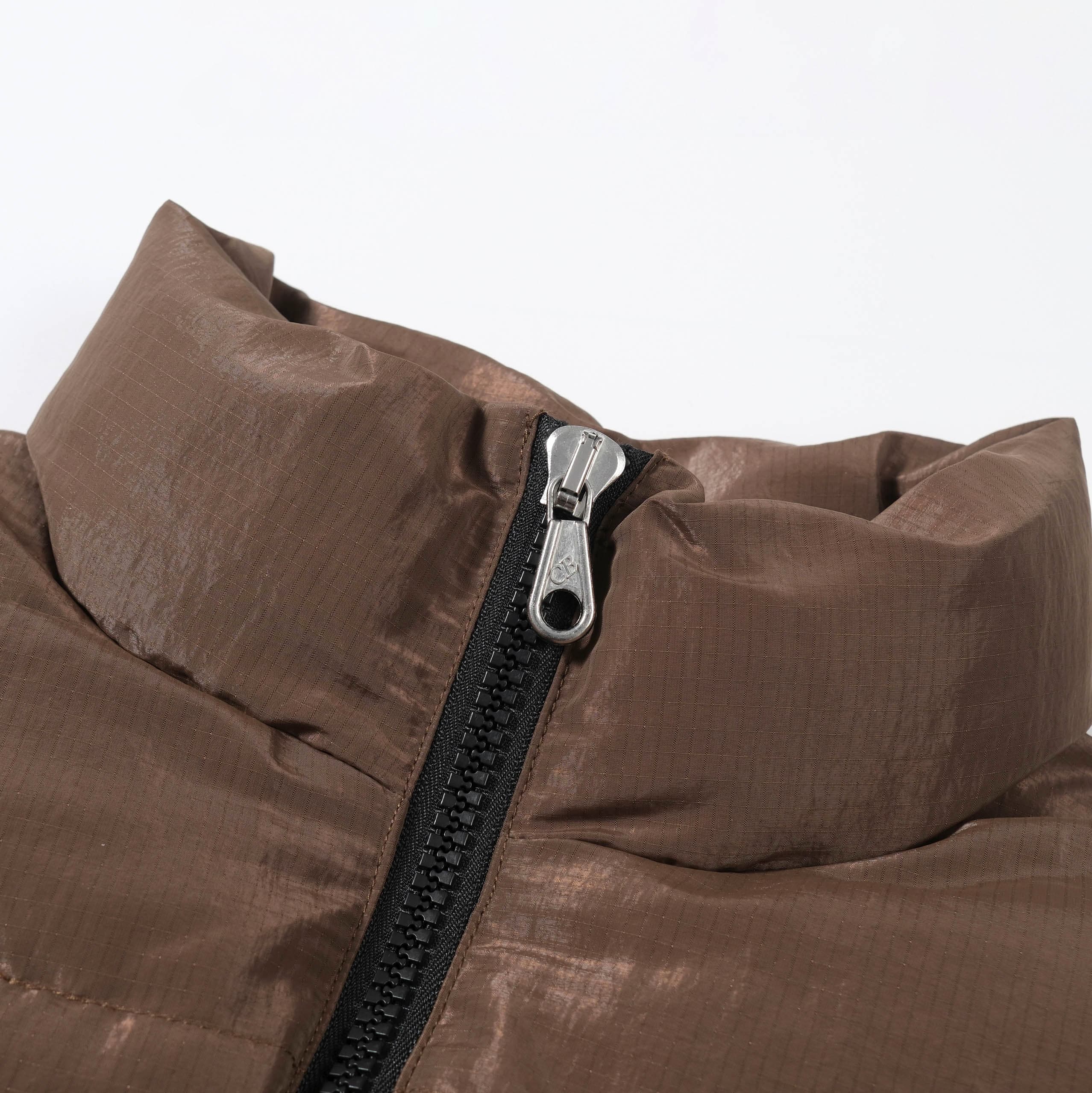 Brown Cropped Down Puffer Vest - Cole Buxton Gilet