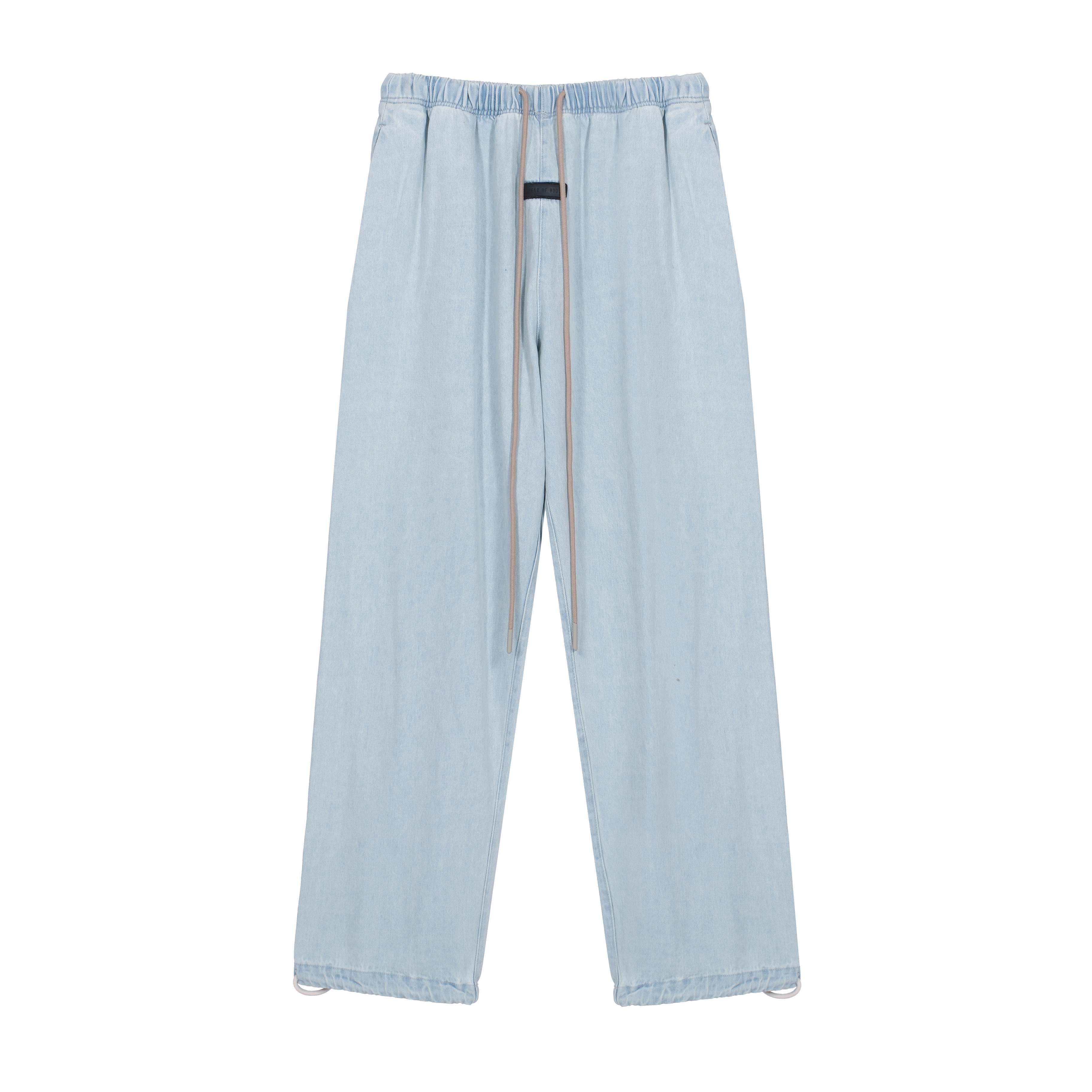 FOG ESSENTIALS Light Wash Drawcord Wide-Leg Denim Jeans