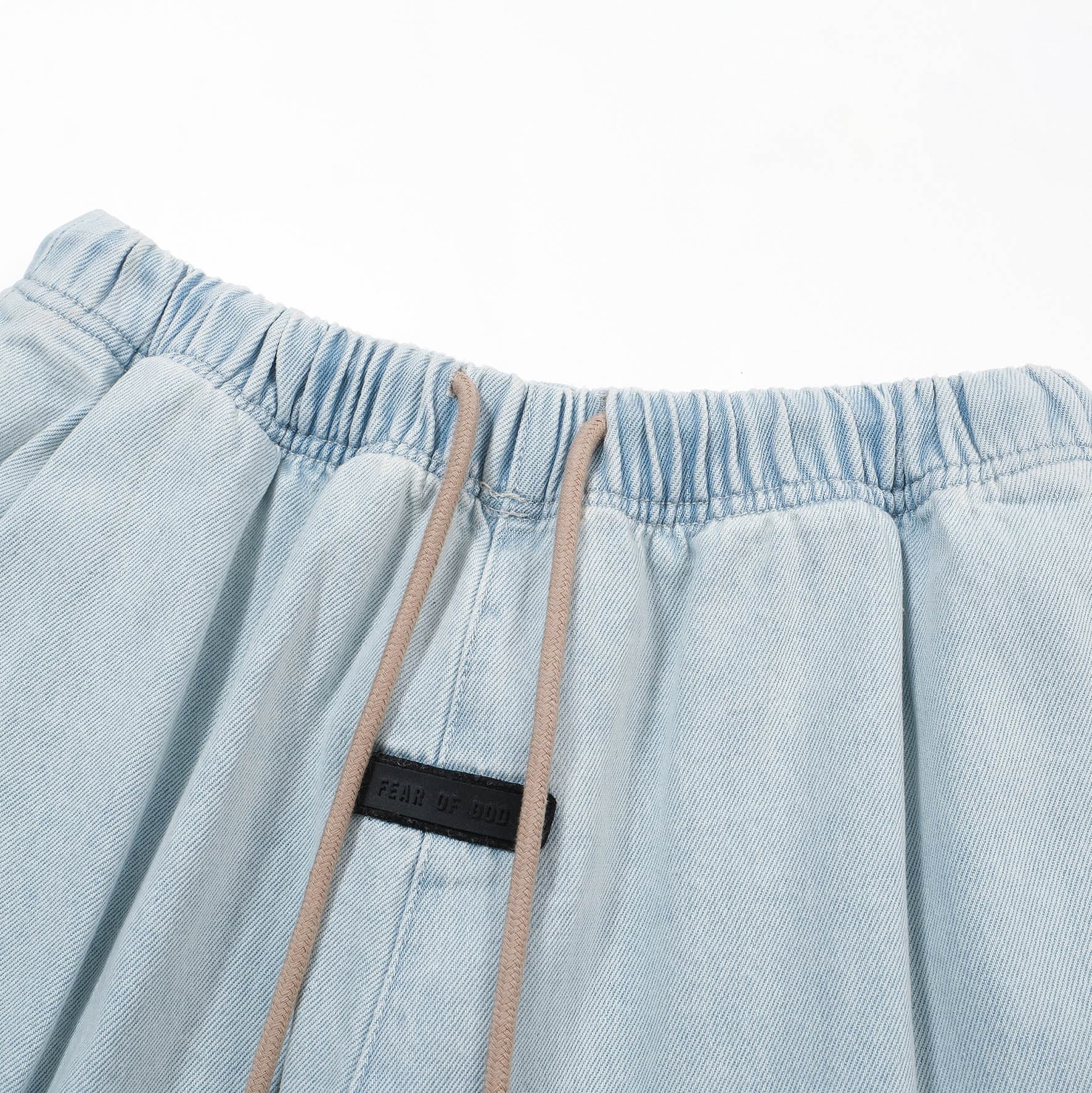 FOG ESSENTIALS Light Wash Drawcord Wide-Leg Denim Jeans