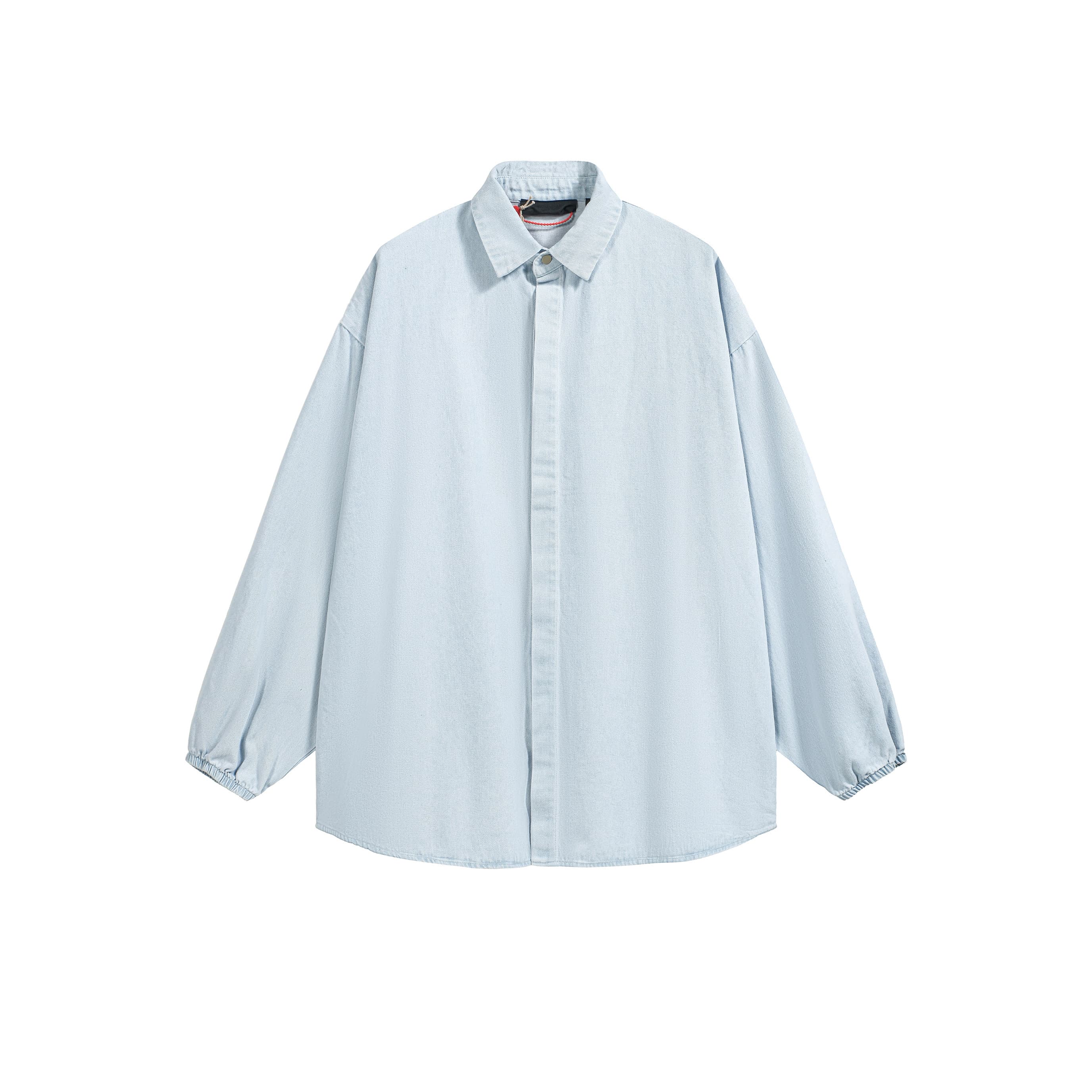 Unisex Oversized Light Blue Wash Long Sleeve Denim Shirt