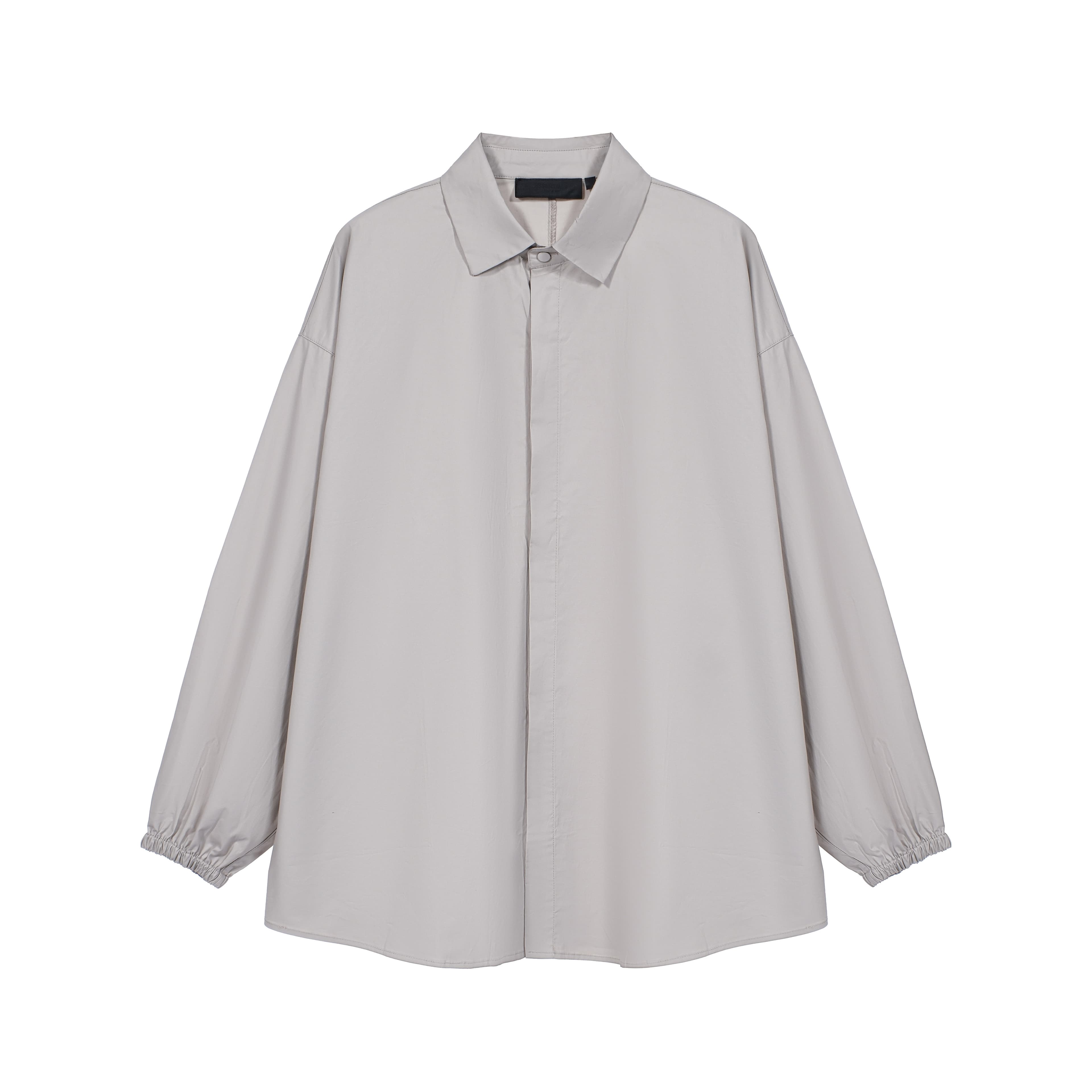Unisex Oversized Drawstring Shirt - Pale Taupe Minimalist