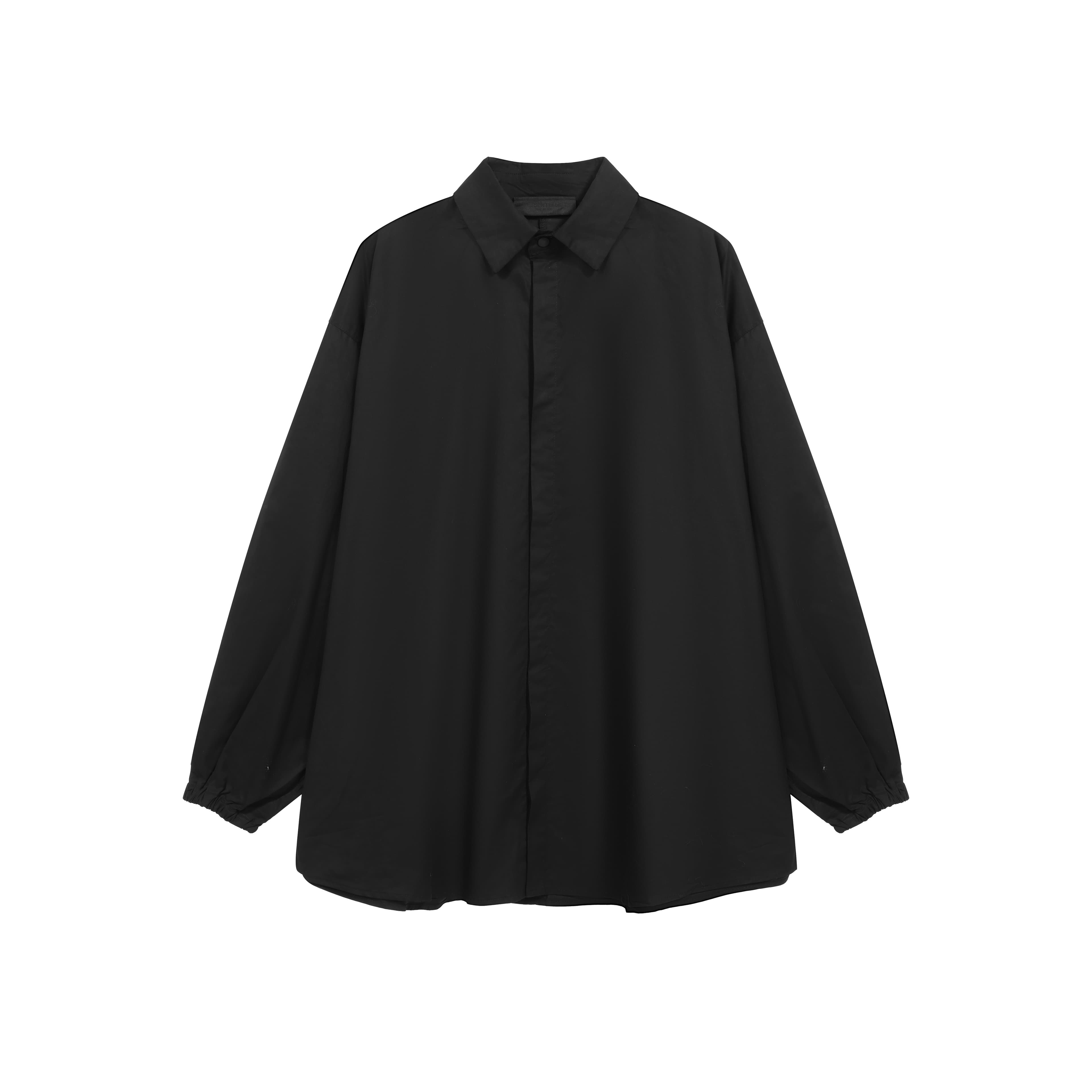Unisex Oversized Drawstring Shirt - Black Minimalist Style