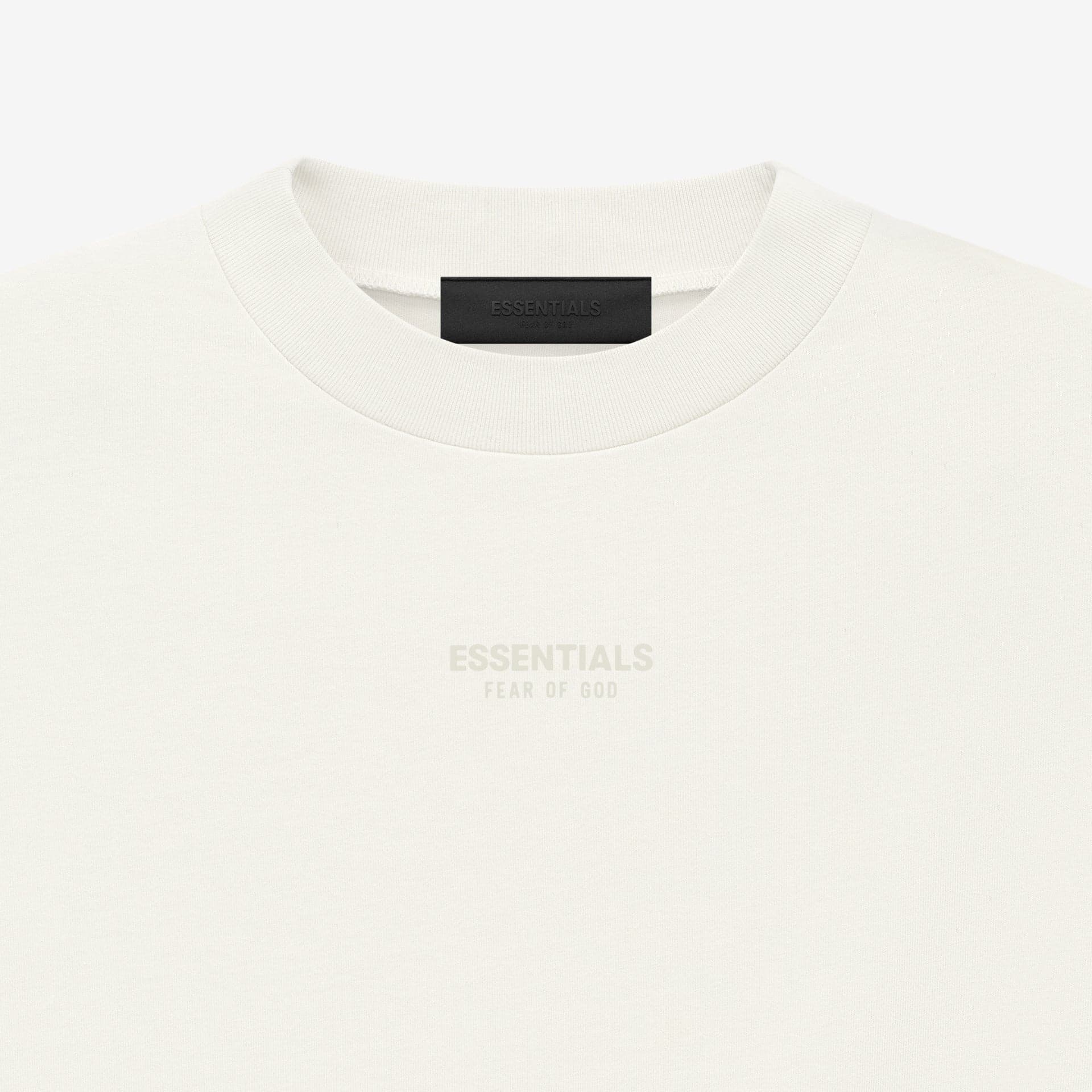 Unisex Essentials Oversized Mock Neck Long Sleeve T-Shirt (Cream)