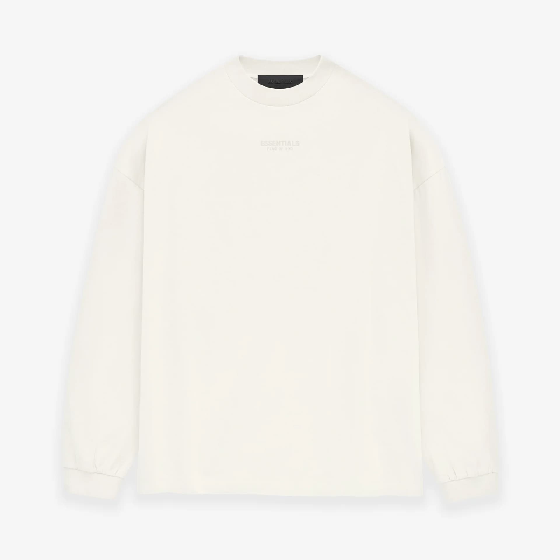 Unisex Essentials Oversized Mock Neck Long Sleeve T-Shirt (Cream)