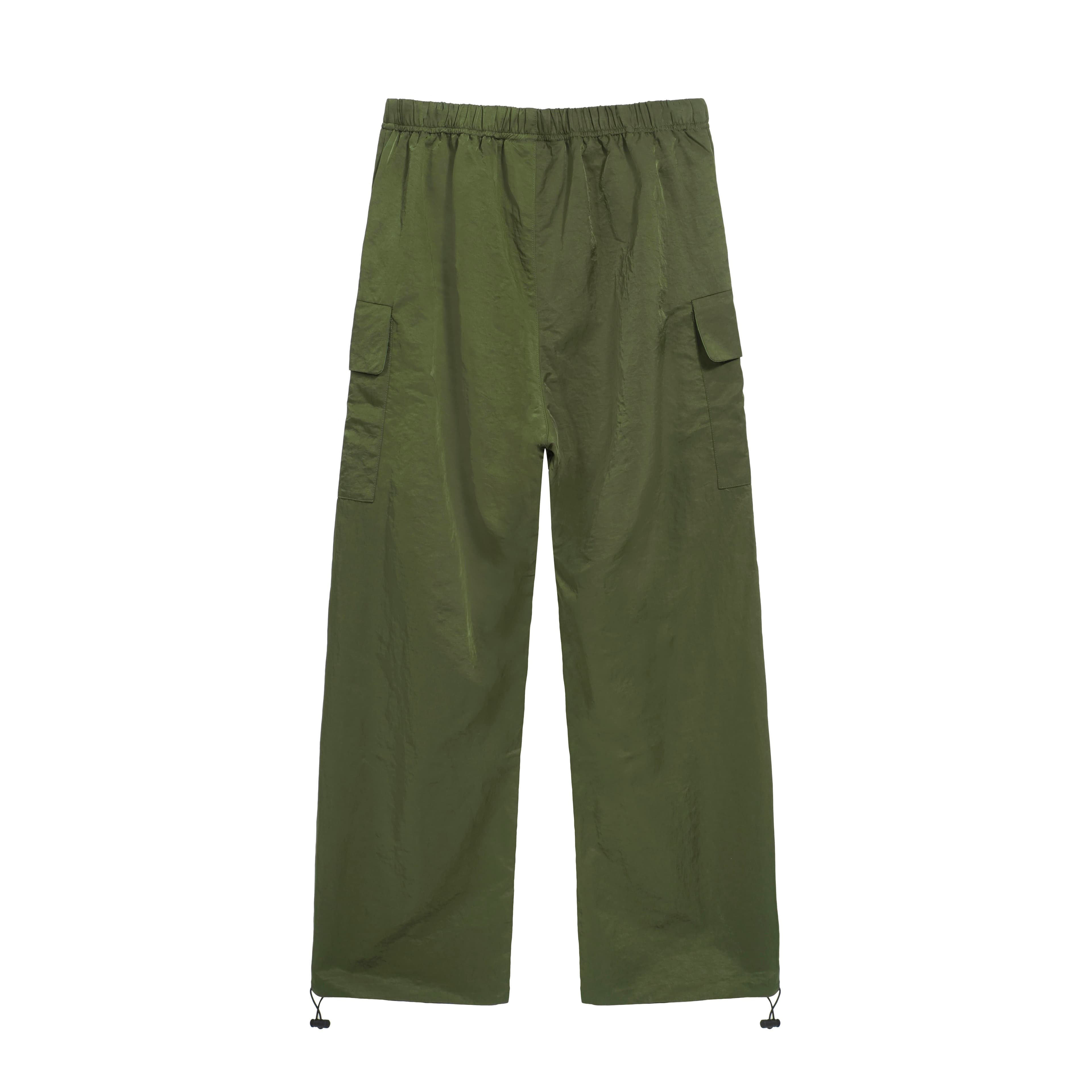 Essentials Olive Nylon Wide-Leg Cargo Pants - FOG Utility