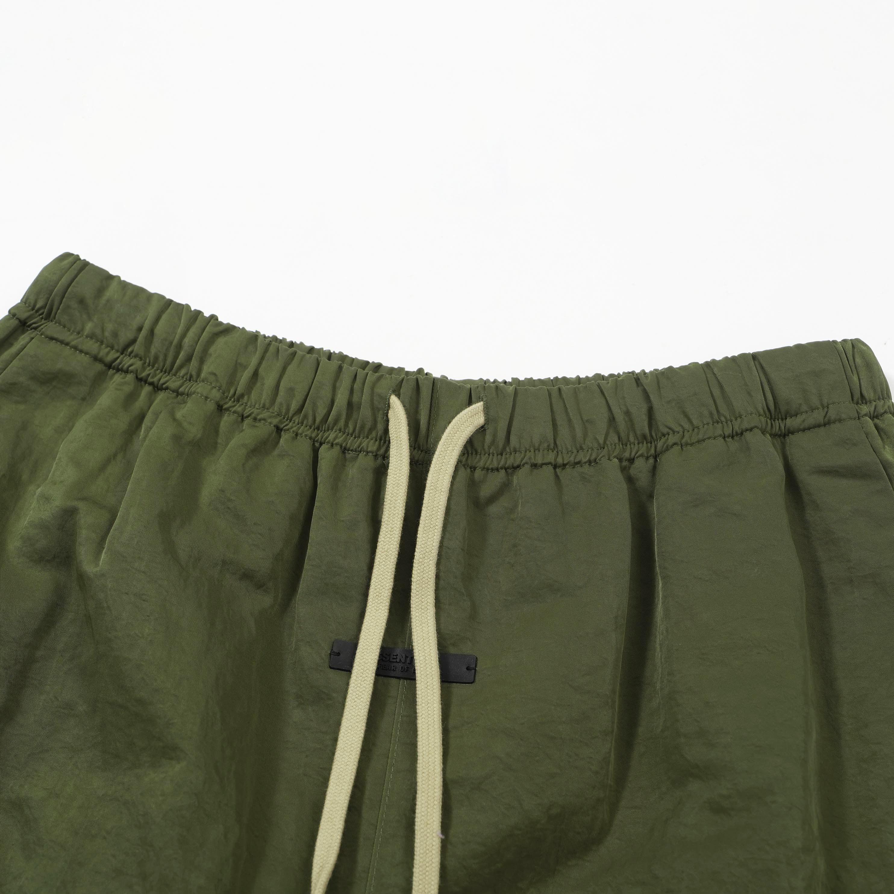Essentials Olive Nylon Wide-Leg Cargo Pants - FOG Utility