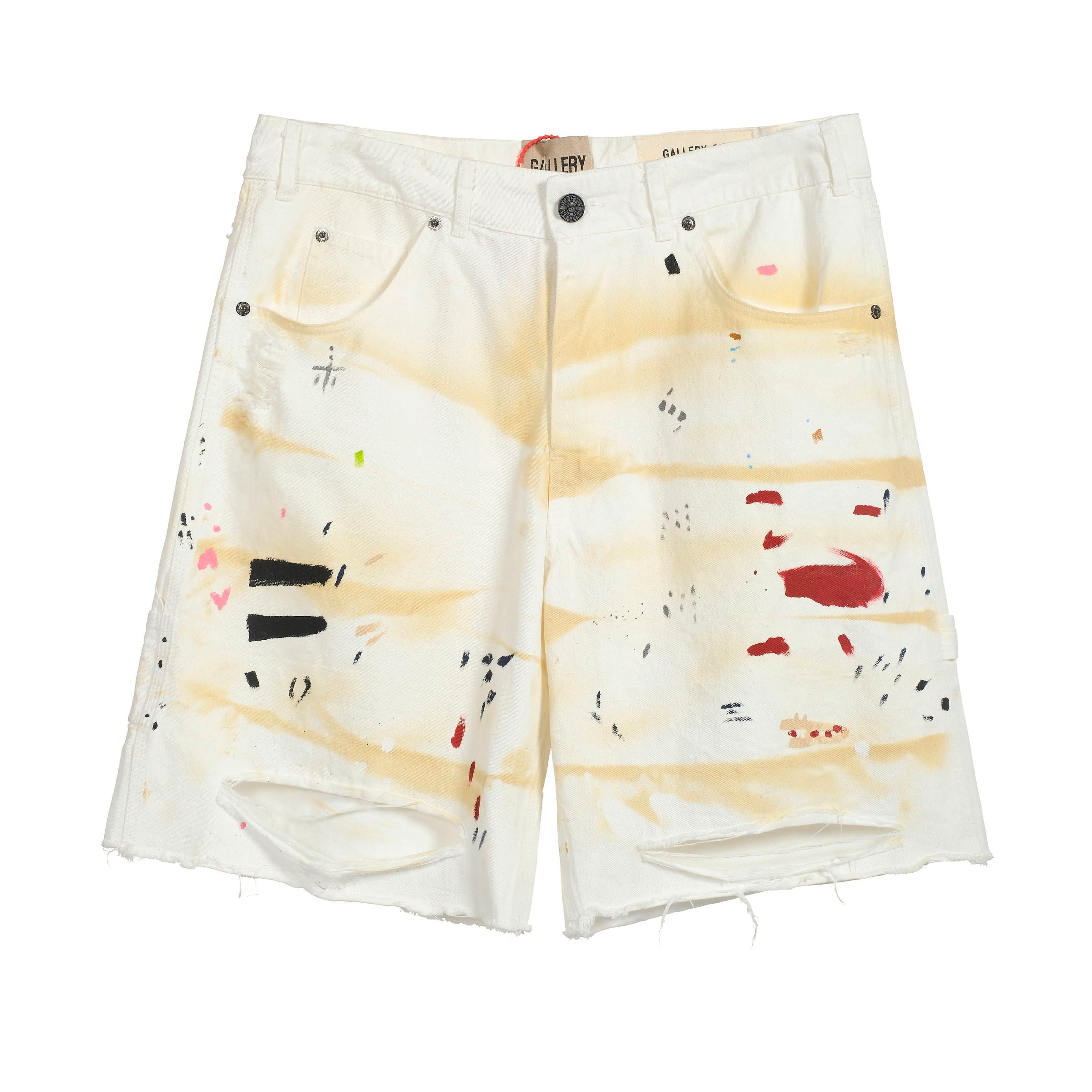 Gallery Dept. Flea Carpenter Distressed Paint-Splatter Shorts