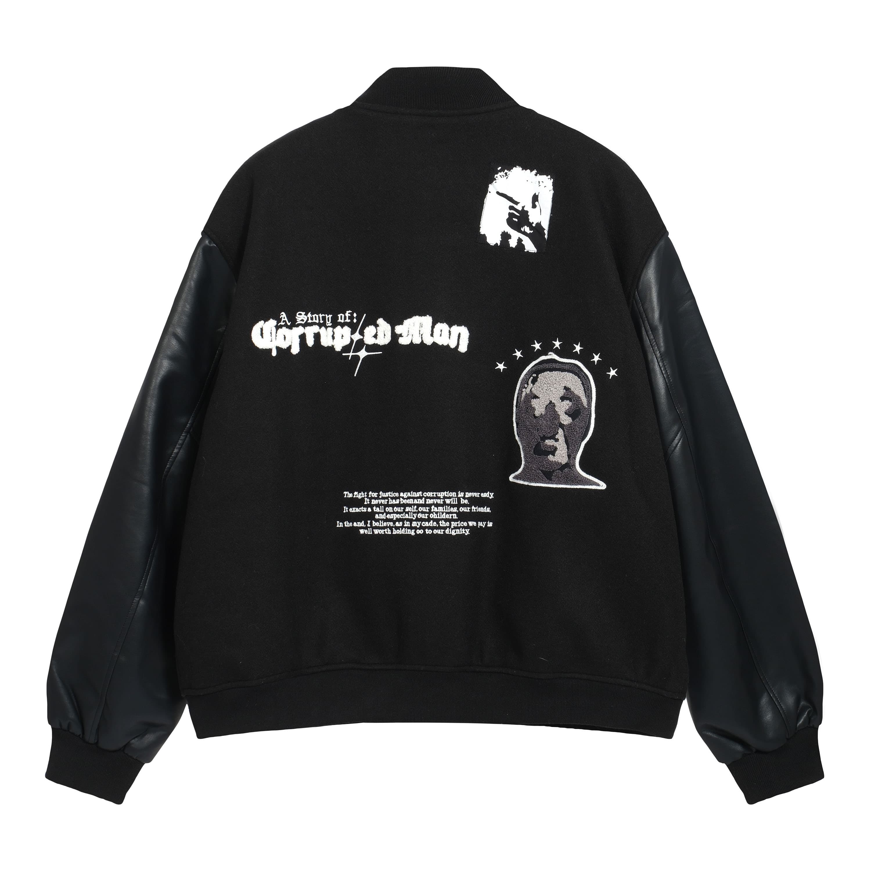 Black Contrast Varsity Jacket | PROJECT O/R Unisex Bomber