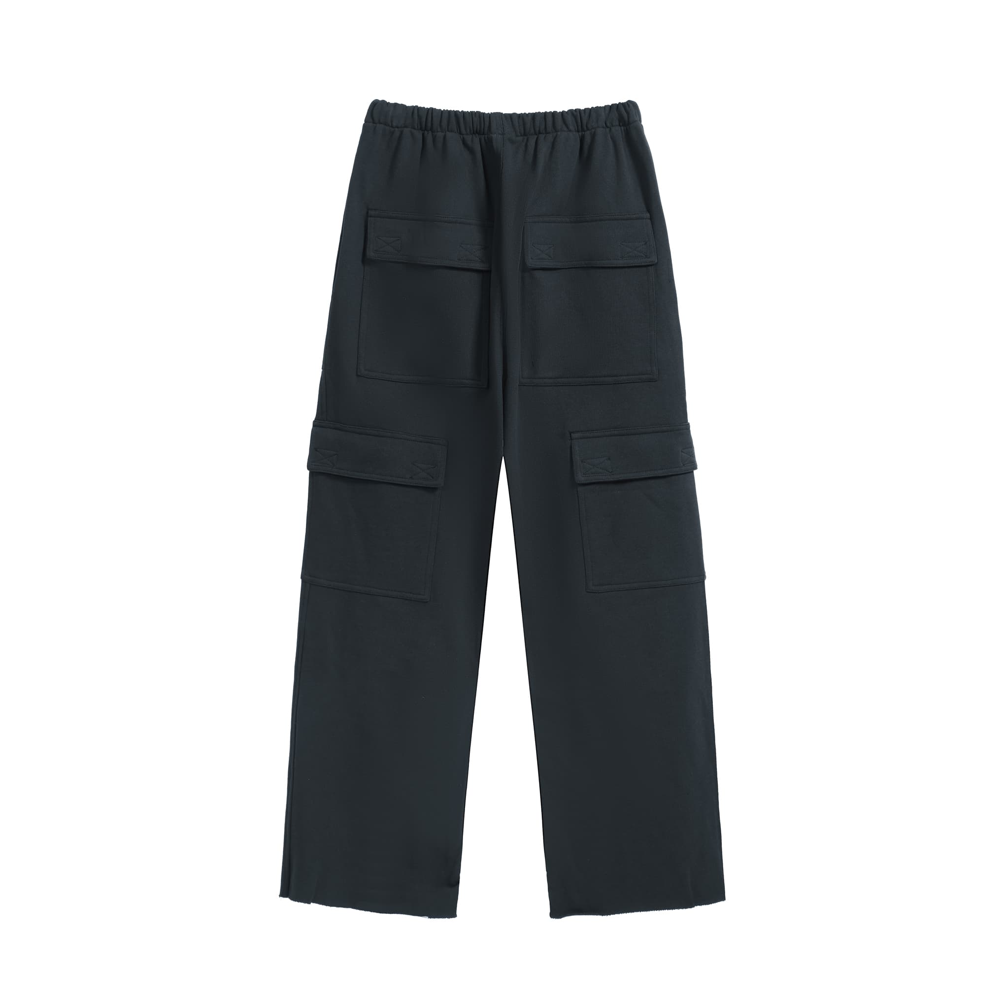 GREG ROSS Wide-Leg Black Fleece Cargo Sweatpants