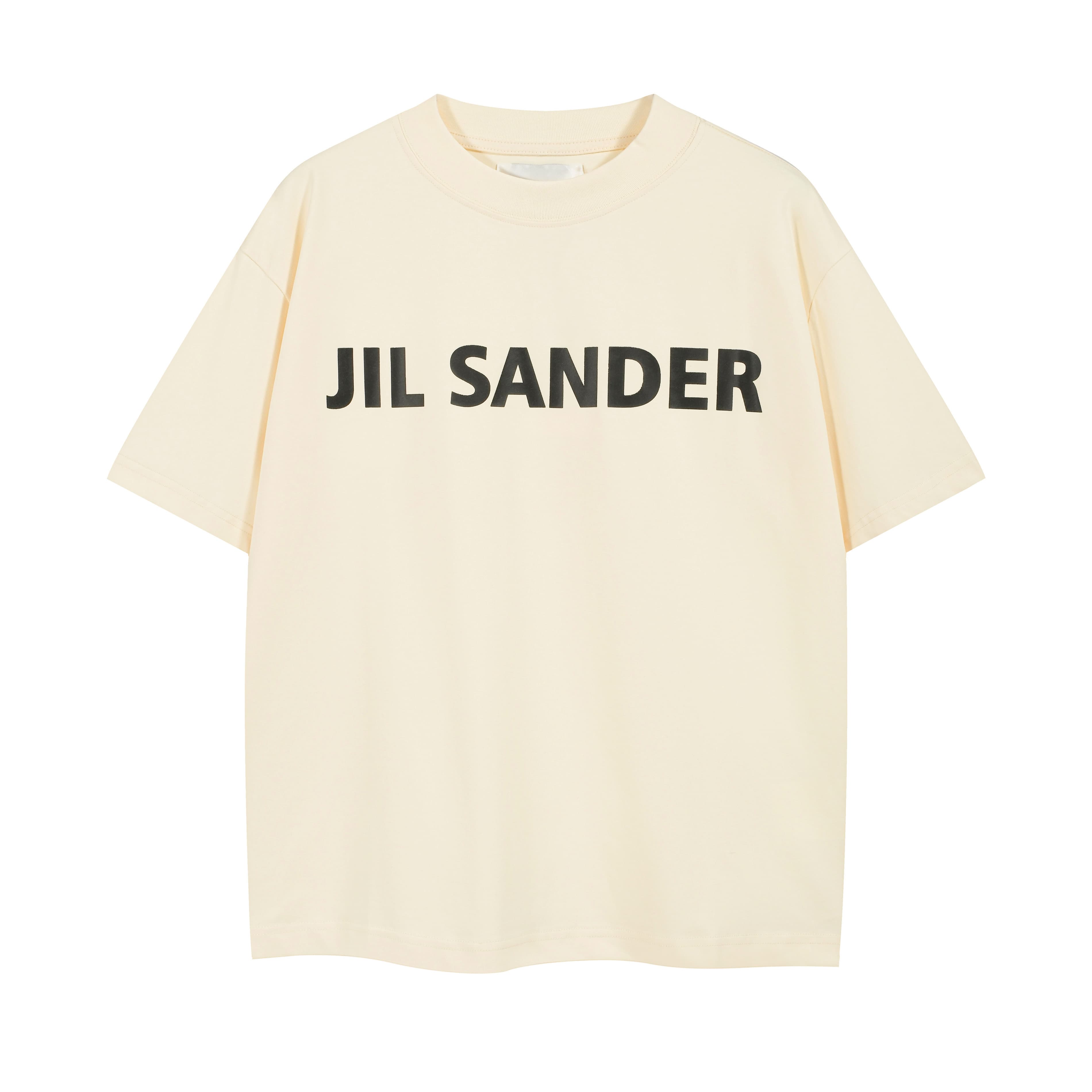 Jil Sander Ecru Oversized Logo T-Shirt - Black Print