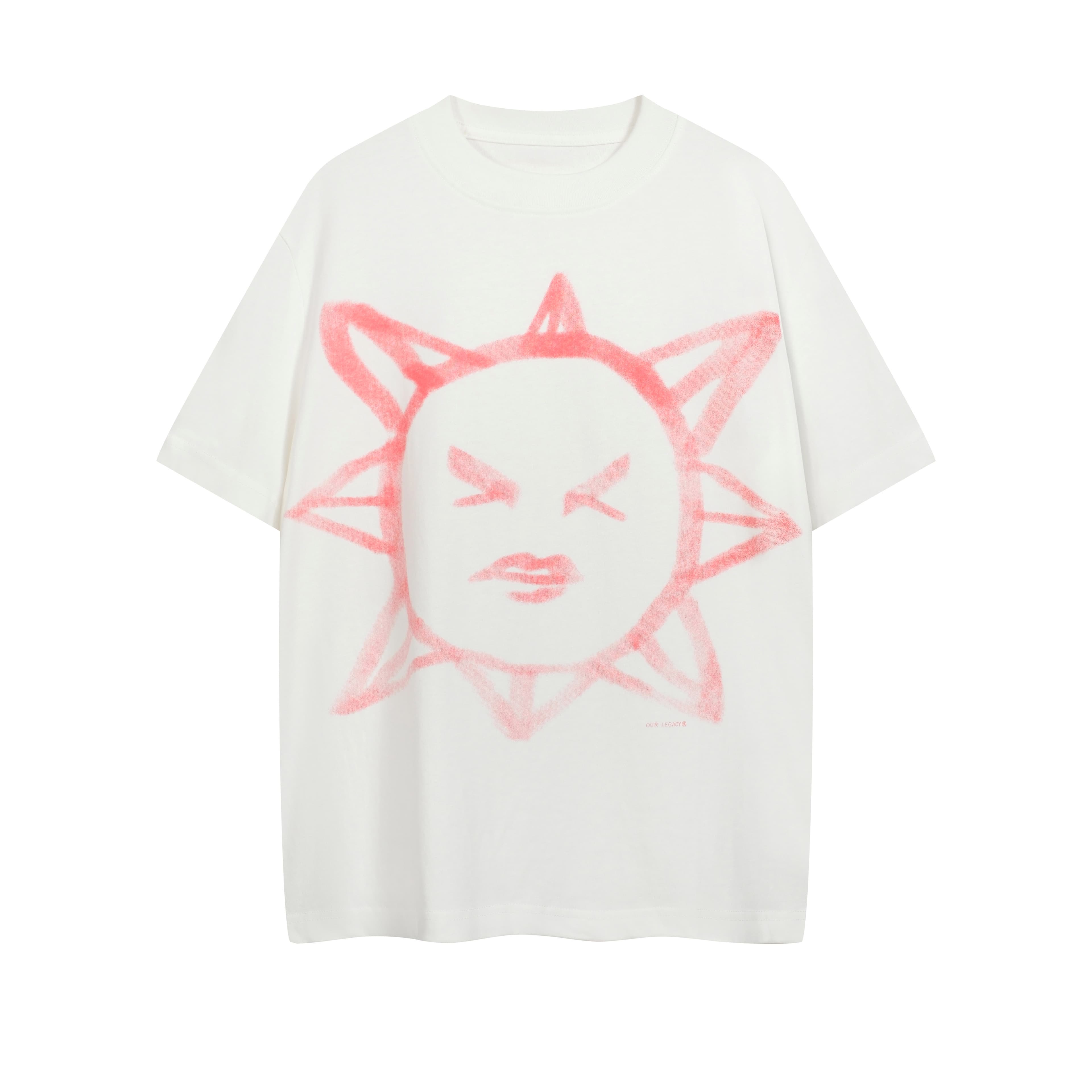 Our Legacy White Son-Mat Angry Sun Graphic Box T-Shirt