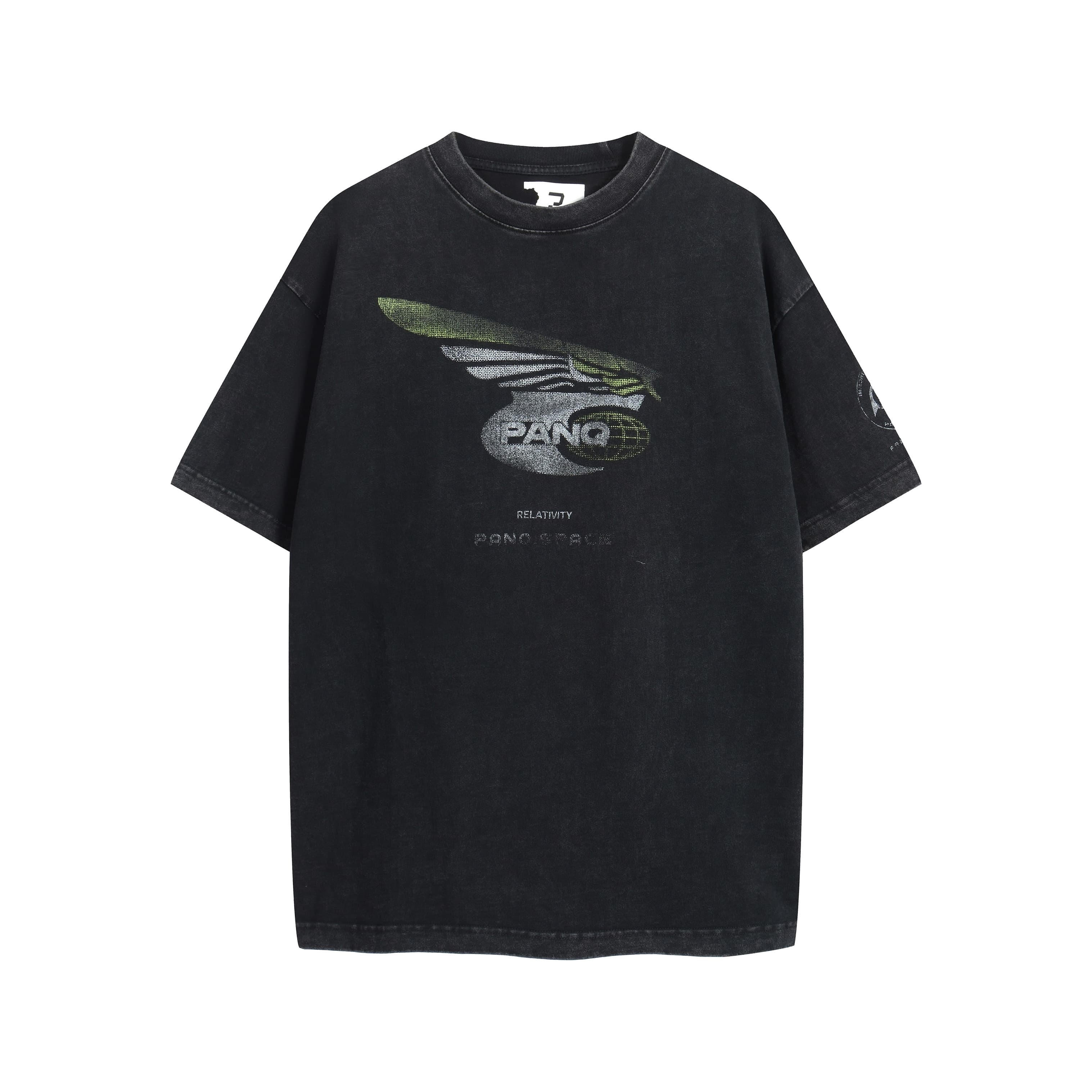 PanQ Oversized 'Relativity' Vintage Black Graphic Tee