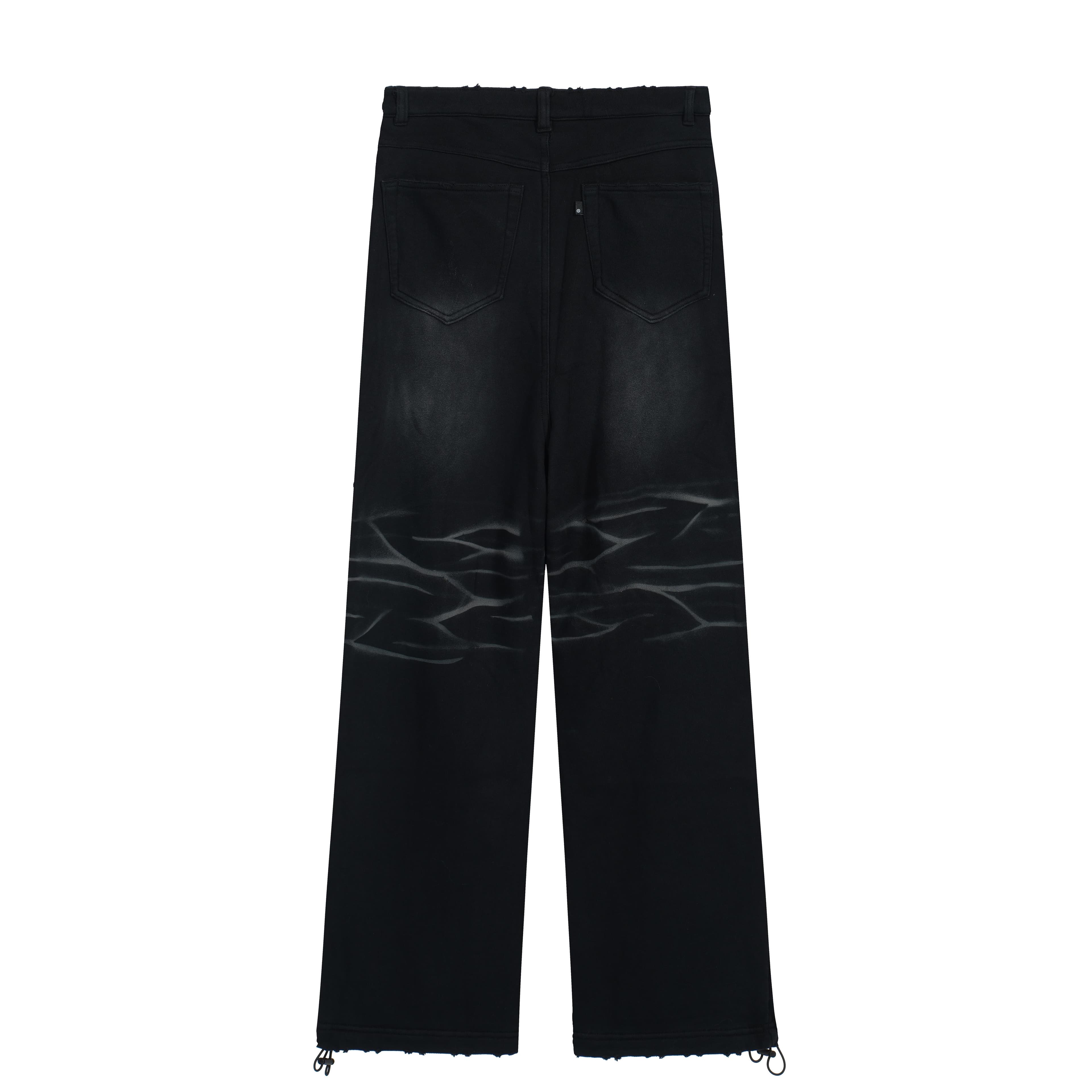 PROJECT G/R Black Washed Baggy Denim Toggles Jeans