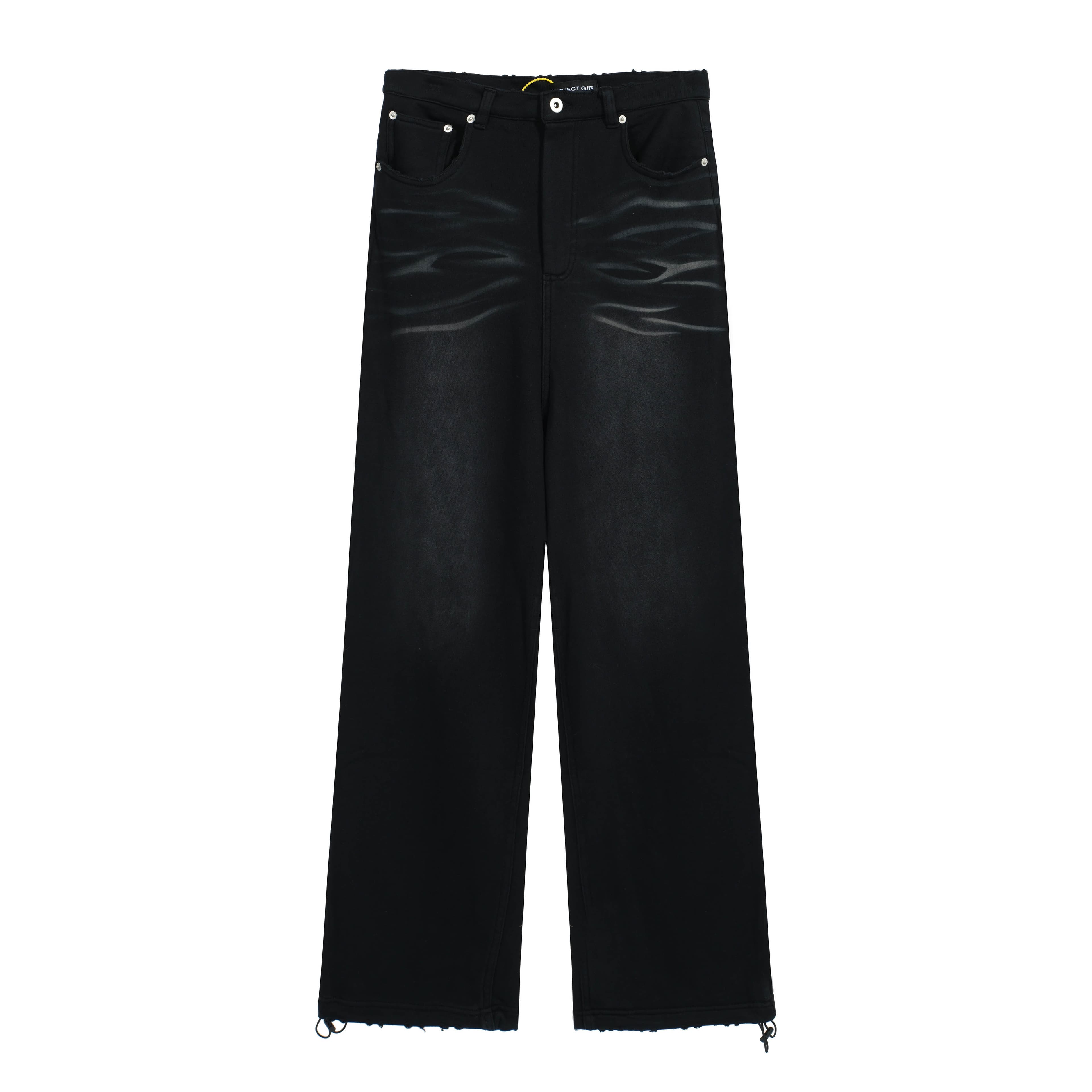PROJECT G/R Black Washed Baggy Denim Toggles Jeans