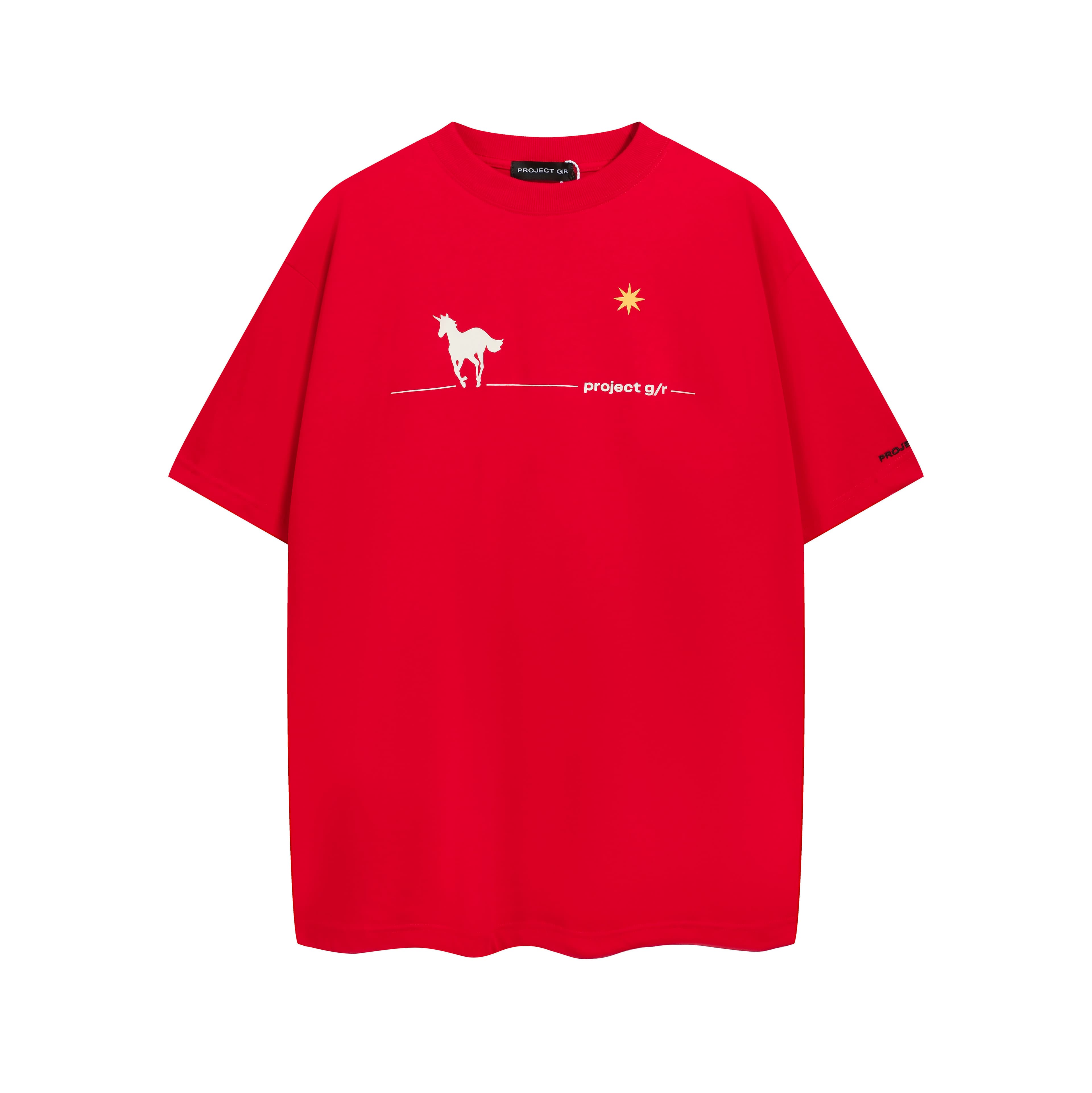 PROJECT G/R Red Unicorn Star Oversized Graphic T-Shirt