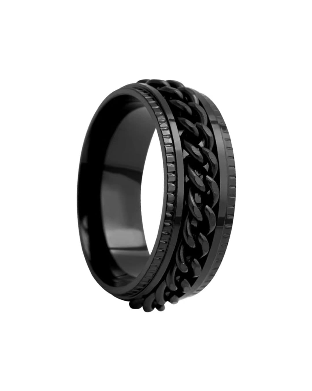 Midnight Chain Spinner Men's Ring, 11575 - Black