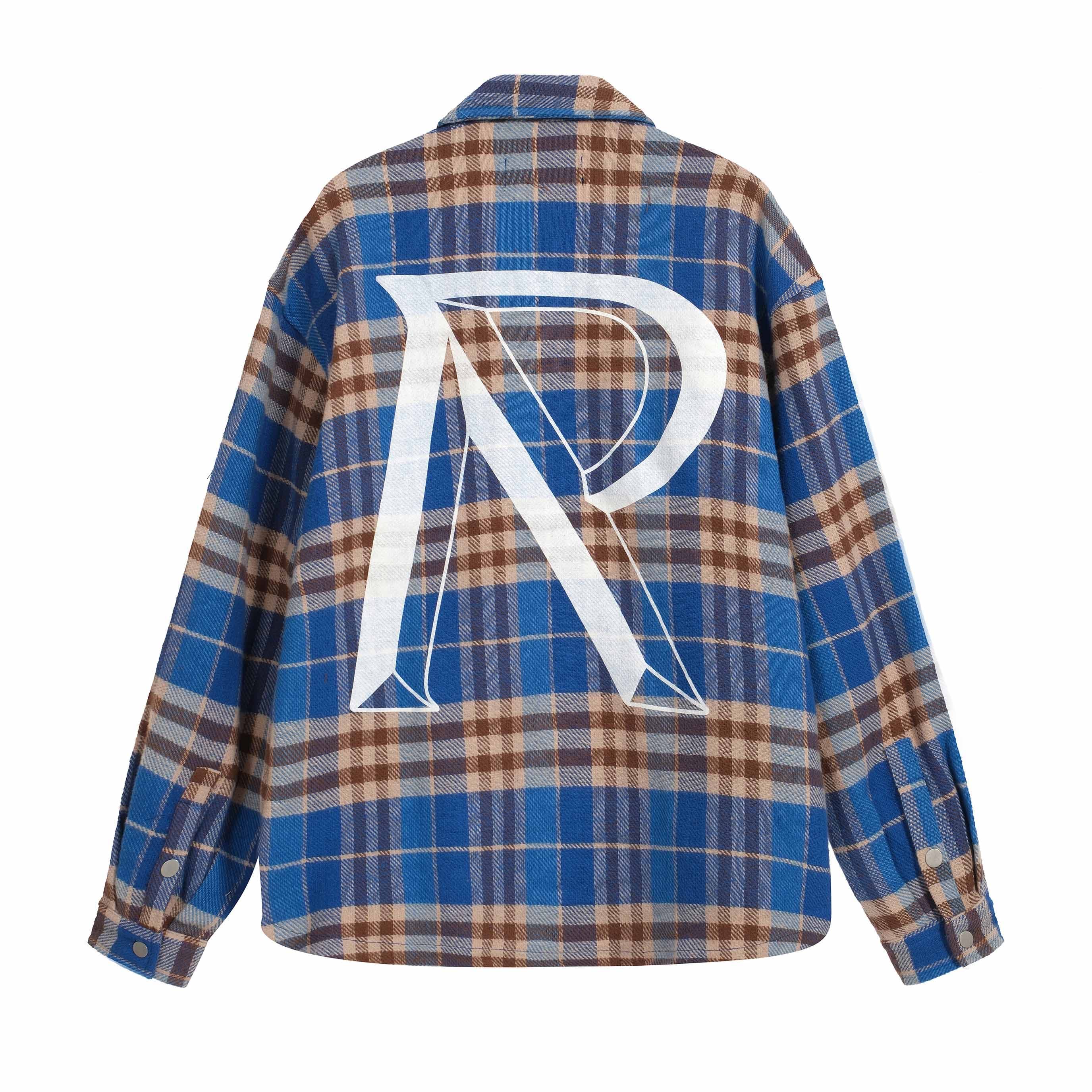 Represent Blue Check Flannel Shirt Oversized Distressed Fit