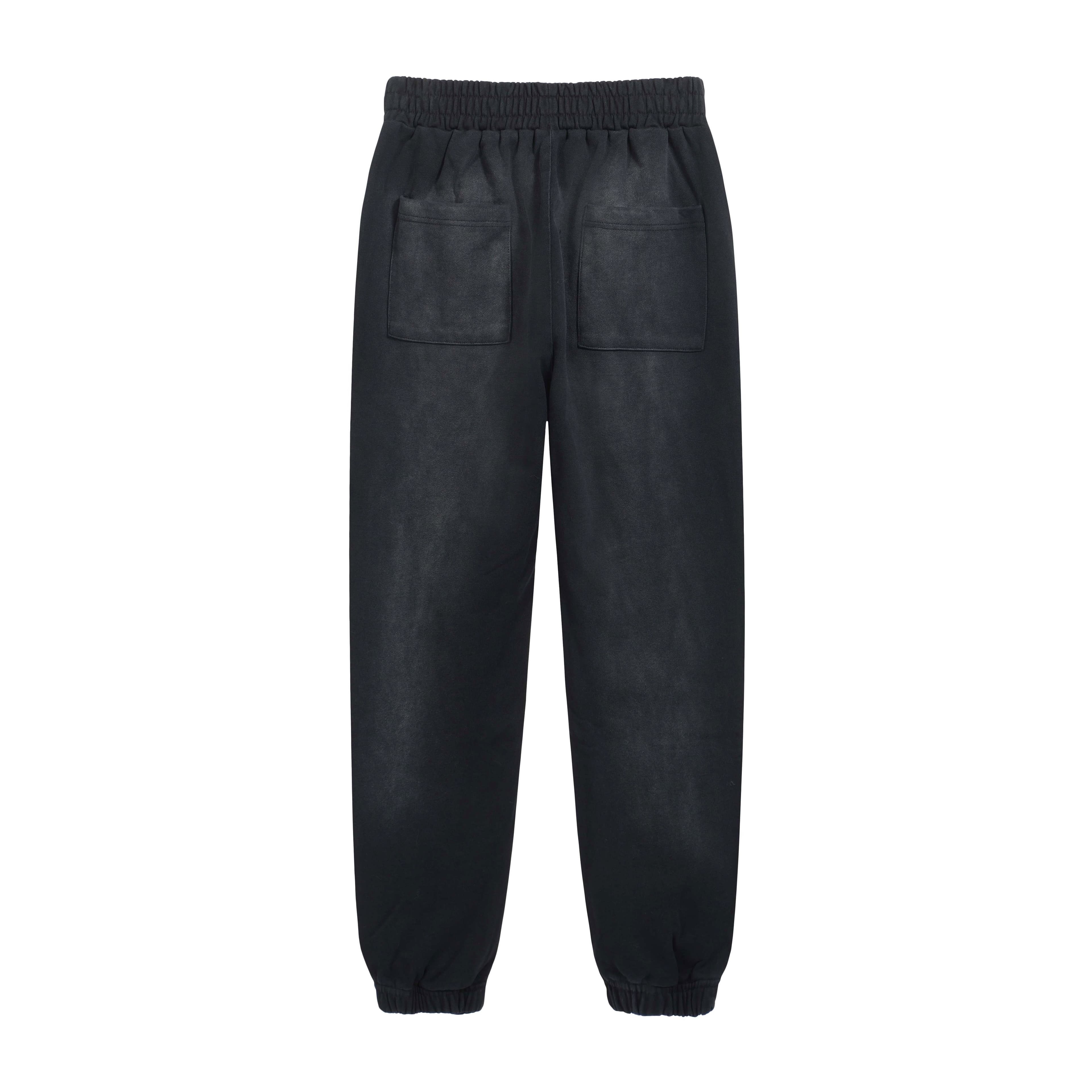 Washed Black Cuffed Joggers - Unisex Athletic Club Relaxed Fit