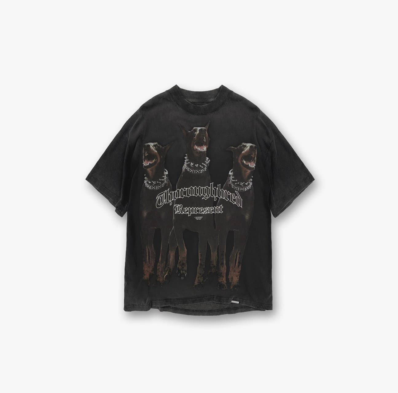 Oversized Washed Black Represent Thoroughbred T-Shirt