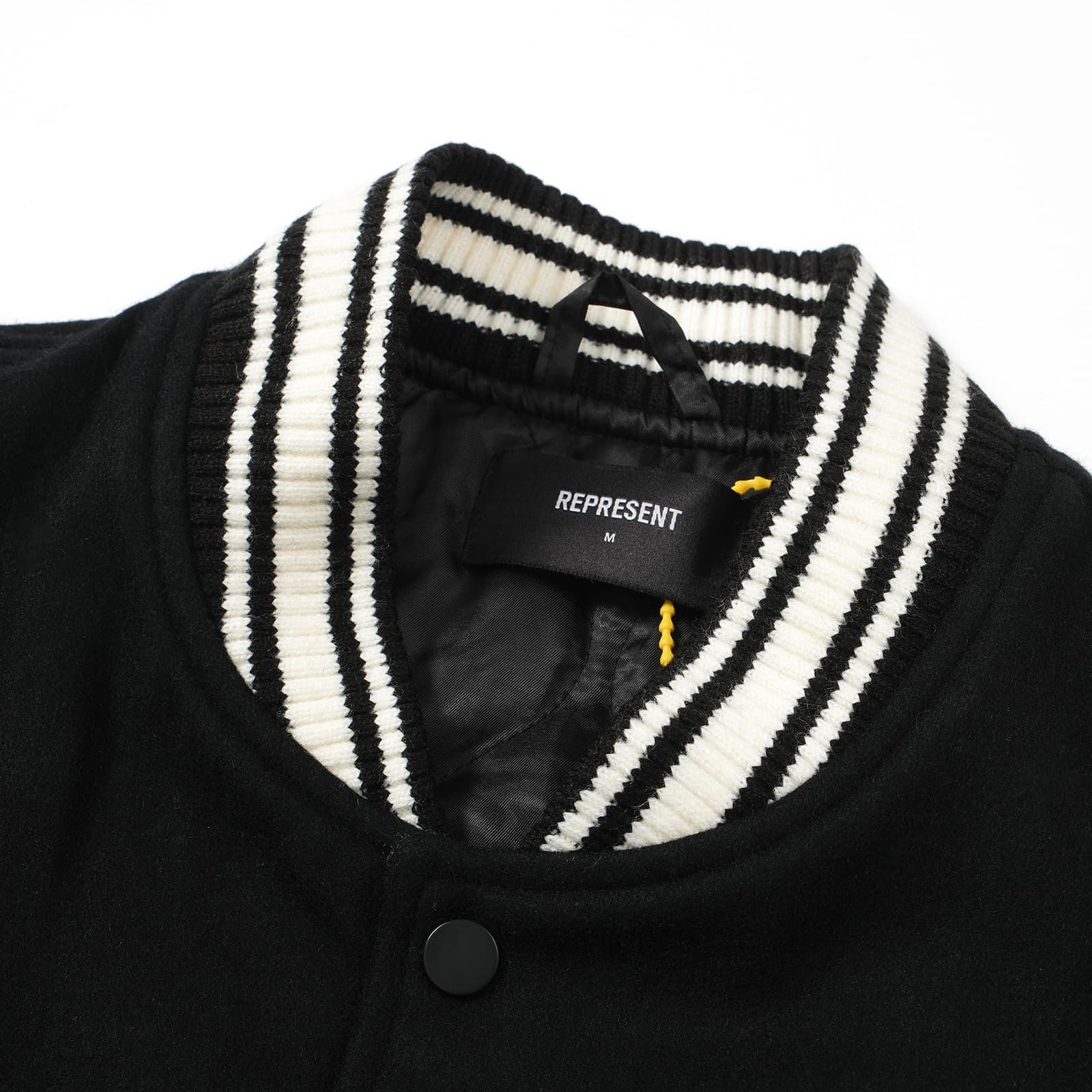 Represent Owners Club Black Leather & Wool Varsity Jacket