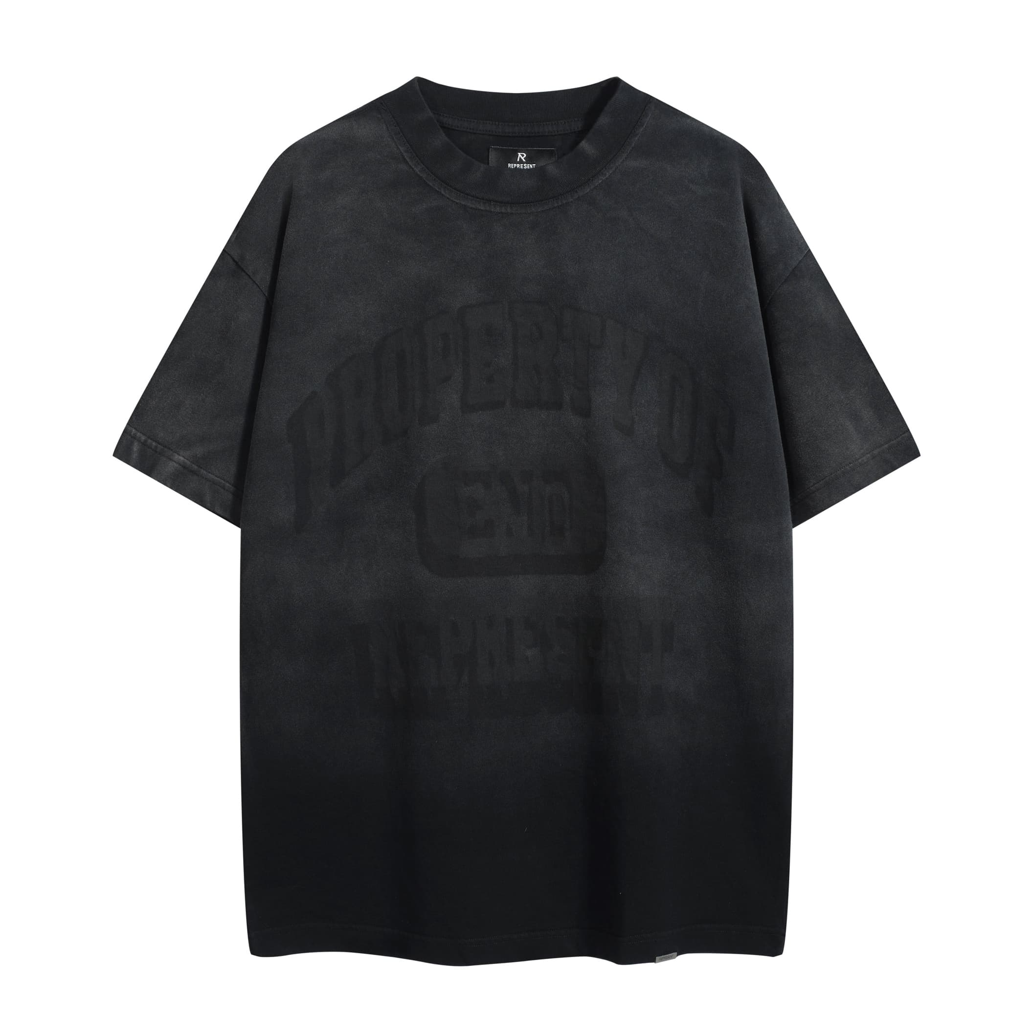 END. x Represent 'Property Of' Stained Black T-Shirt