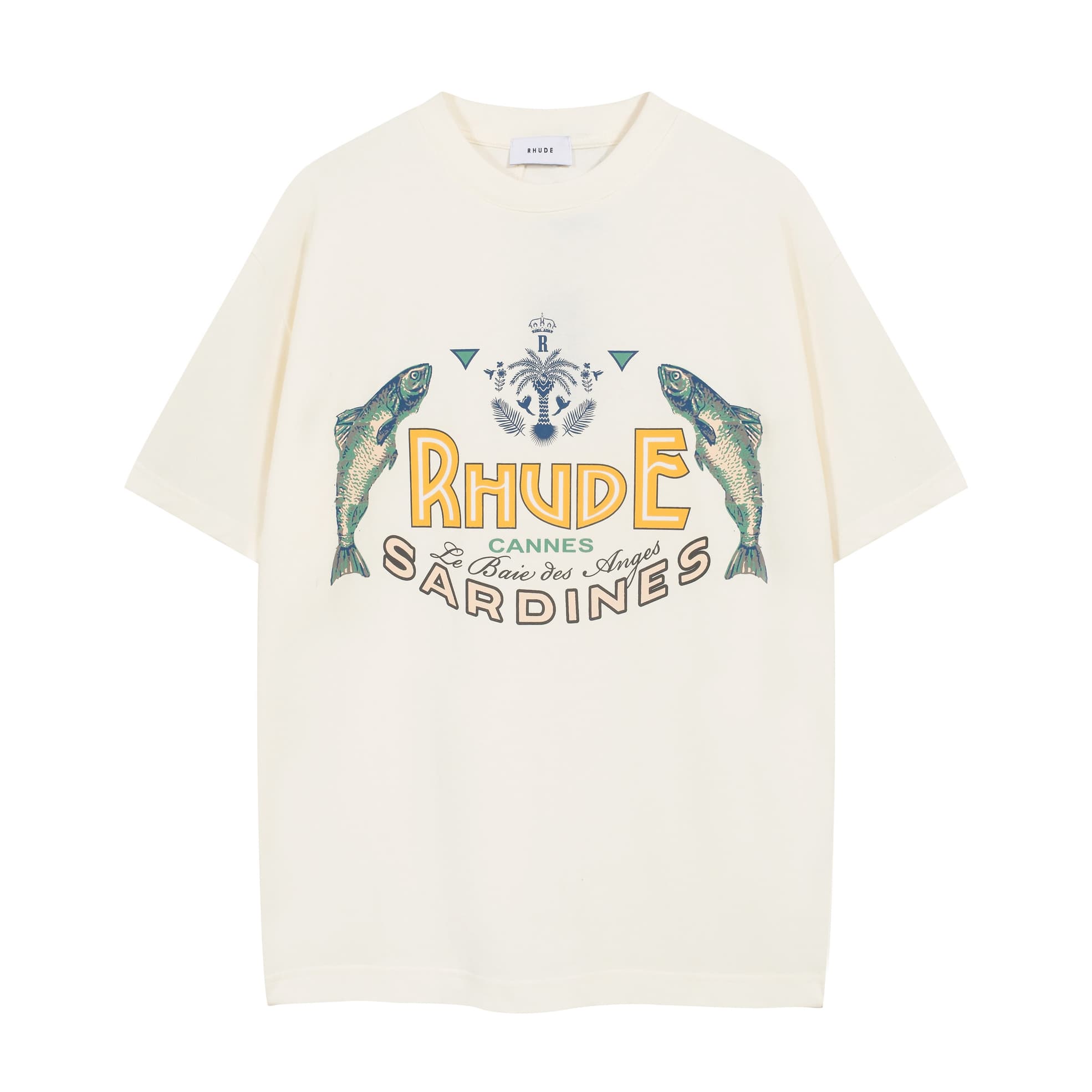 Rhude Cannes Sardines Vintage White Graphic T-Shirt