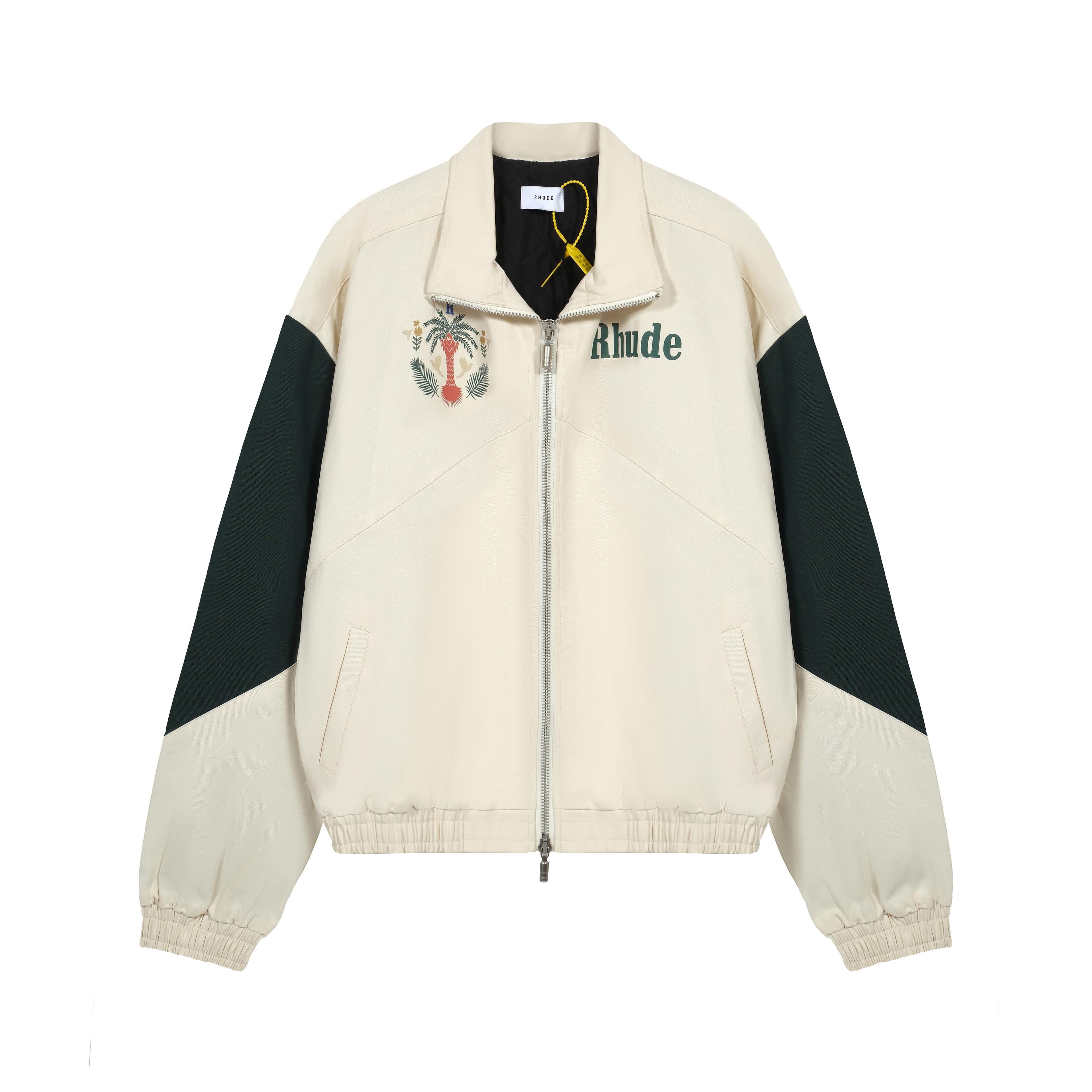 Rhude Colour-Block Track Jacket Green/Black/White Zip-Up