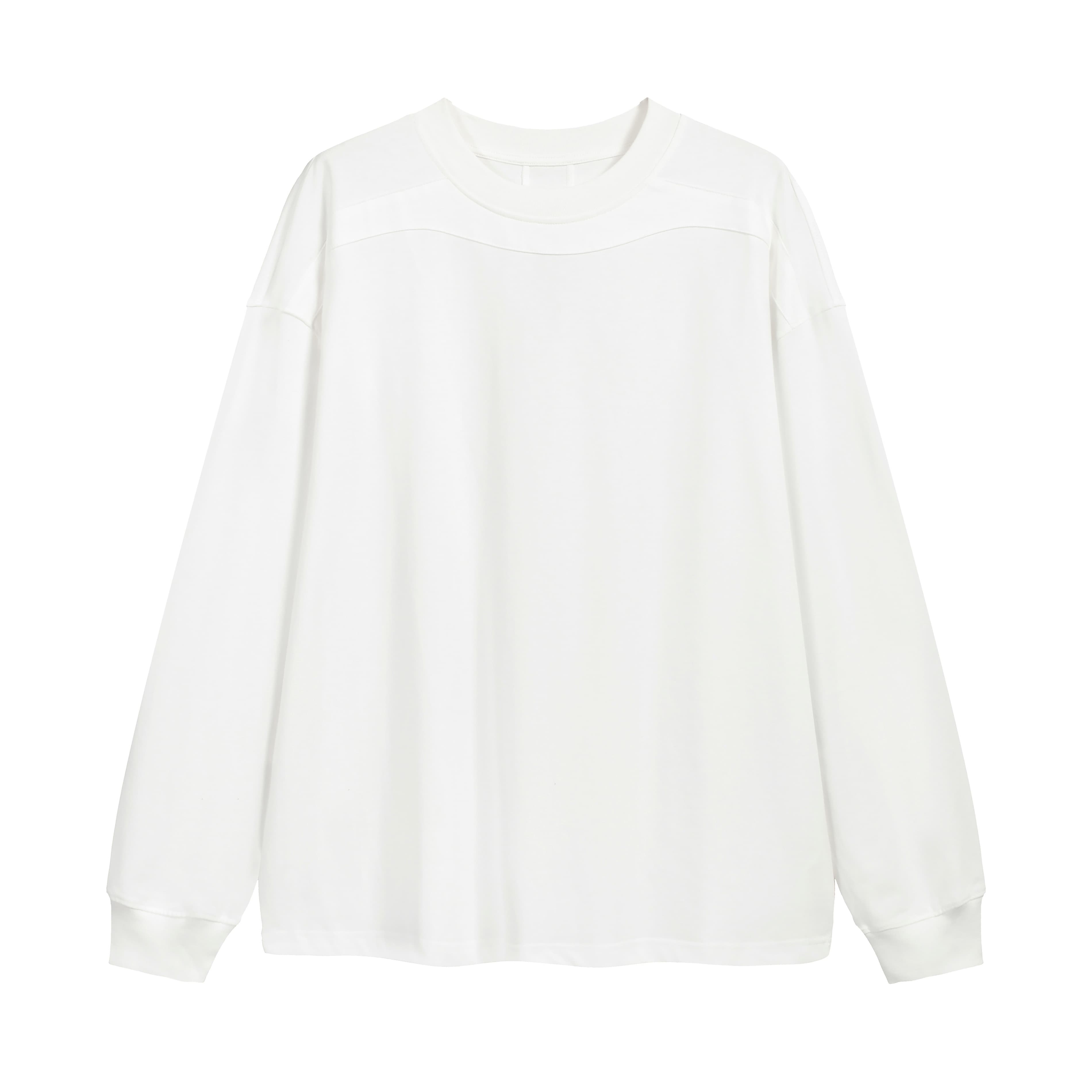 Oversized Black Long-Sleeve T-Shirt - Unisex Cotton Yoke Tee