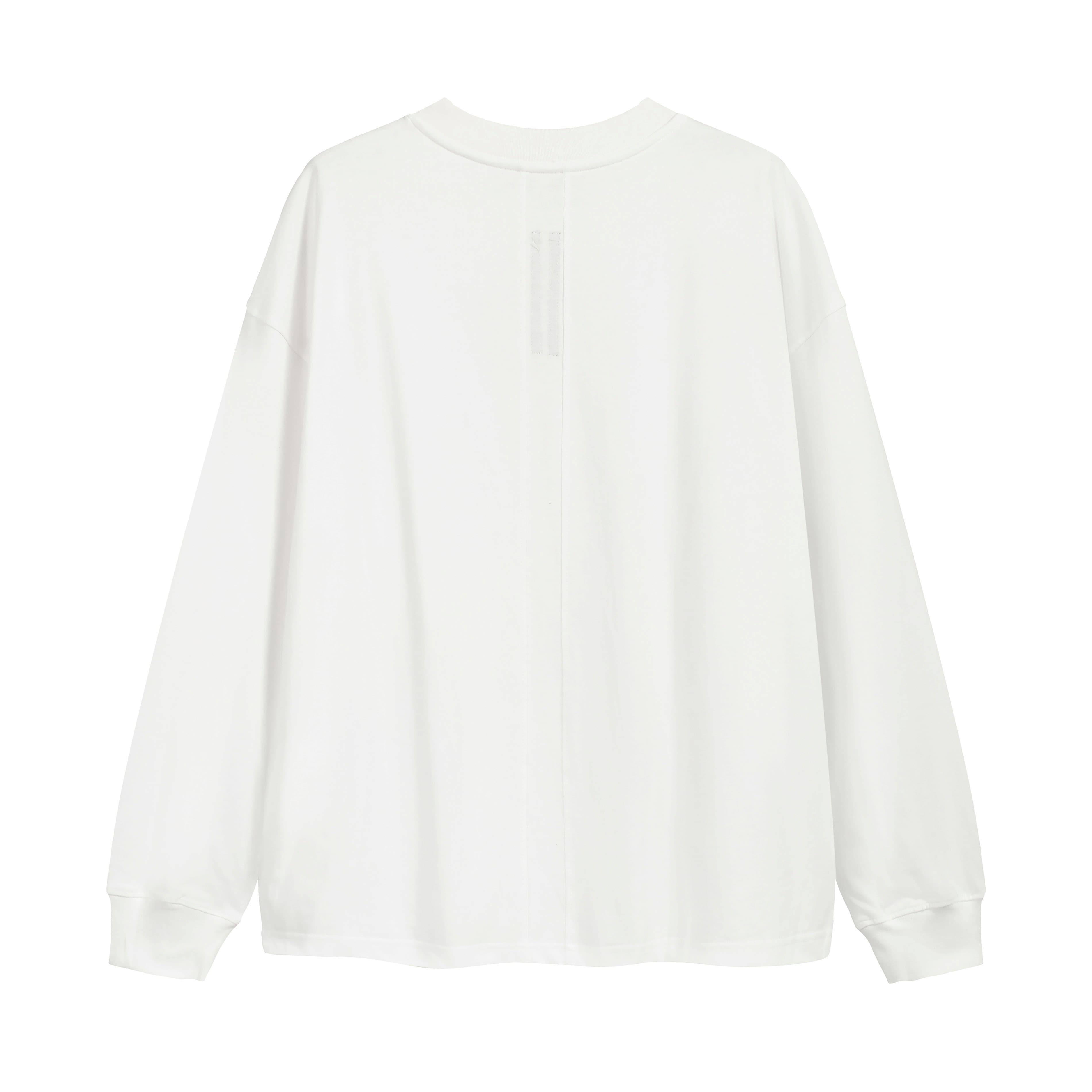 Oversized Black Long-Sleeve T-Shirt - Unisex Cotton Yoke Tee