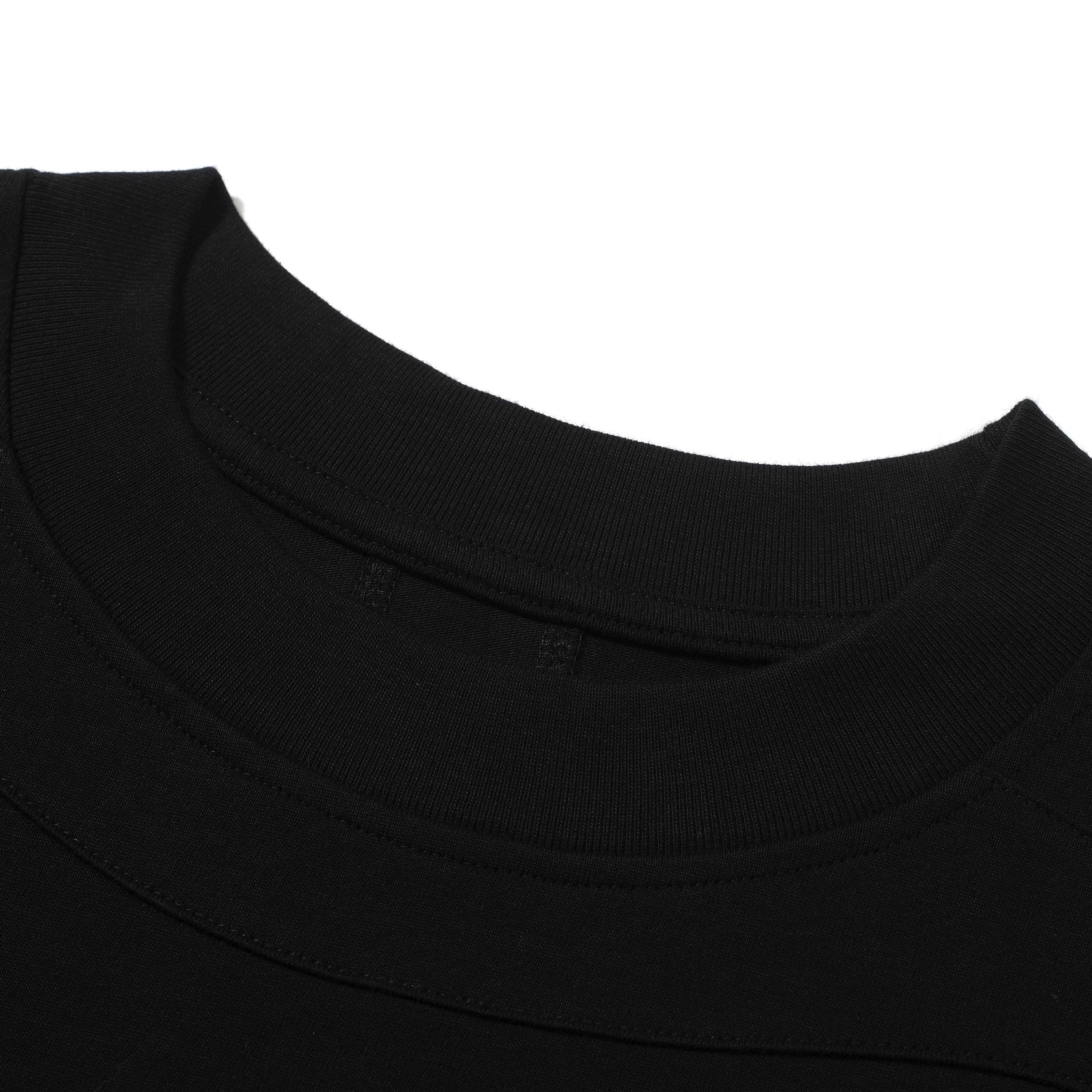 Oversized Black Long-Sleeve T-Shirt - Unisex Cotton Yoke Tee