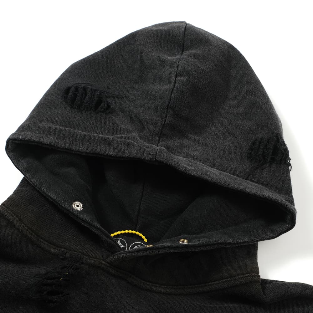 THUG CLUB Black Distressed Oversized Patch Hoodie