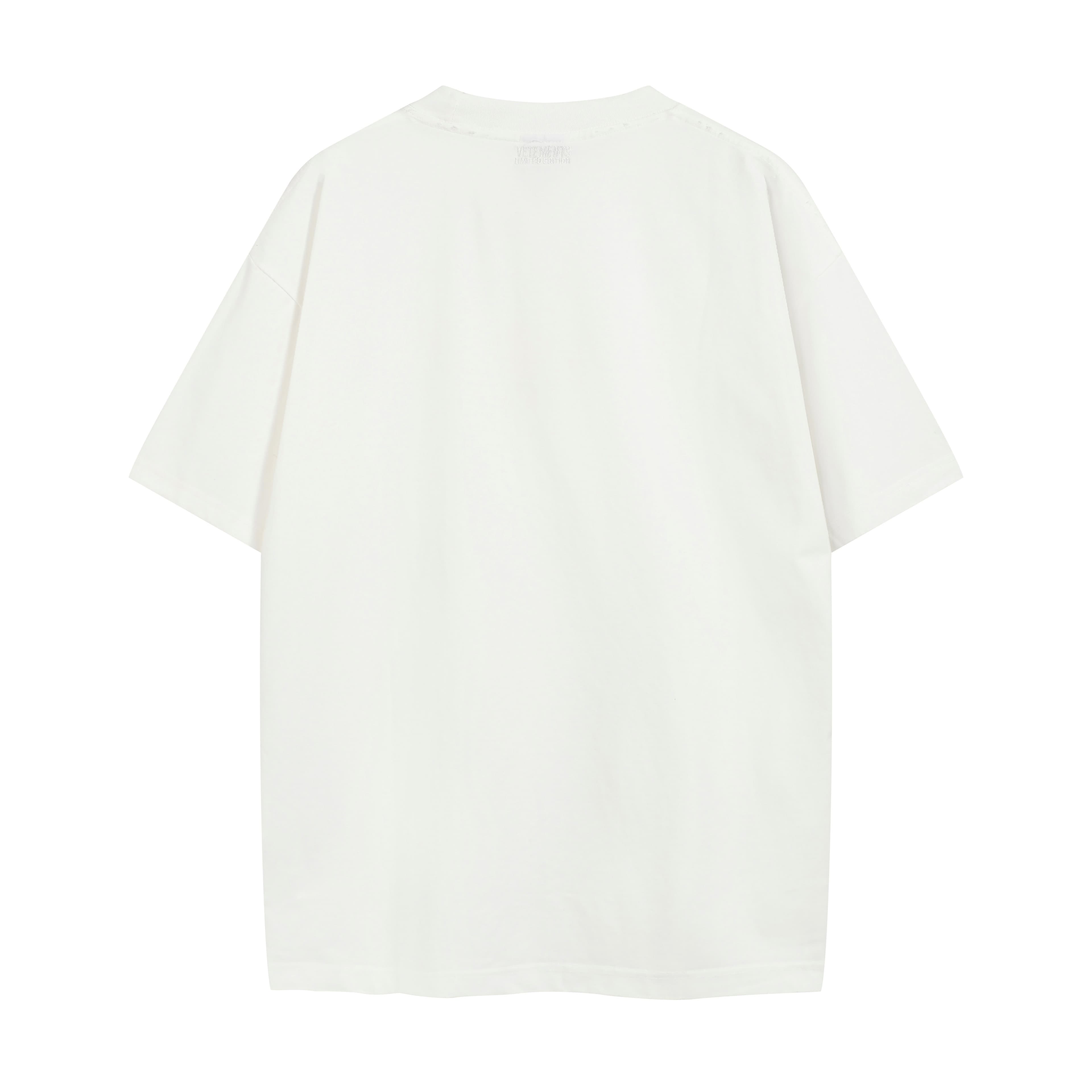 Vetements Black Oversized Embroidered Logo Distressed T-Shirt
