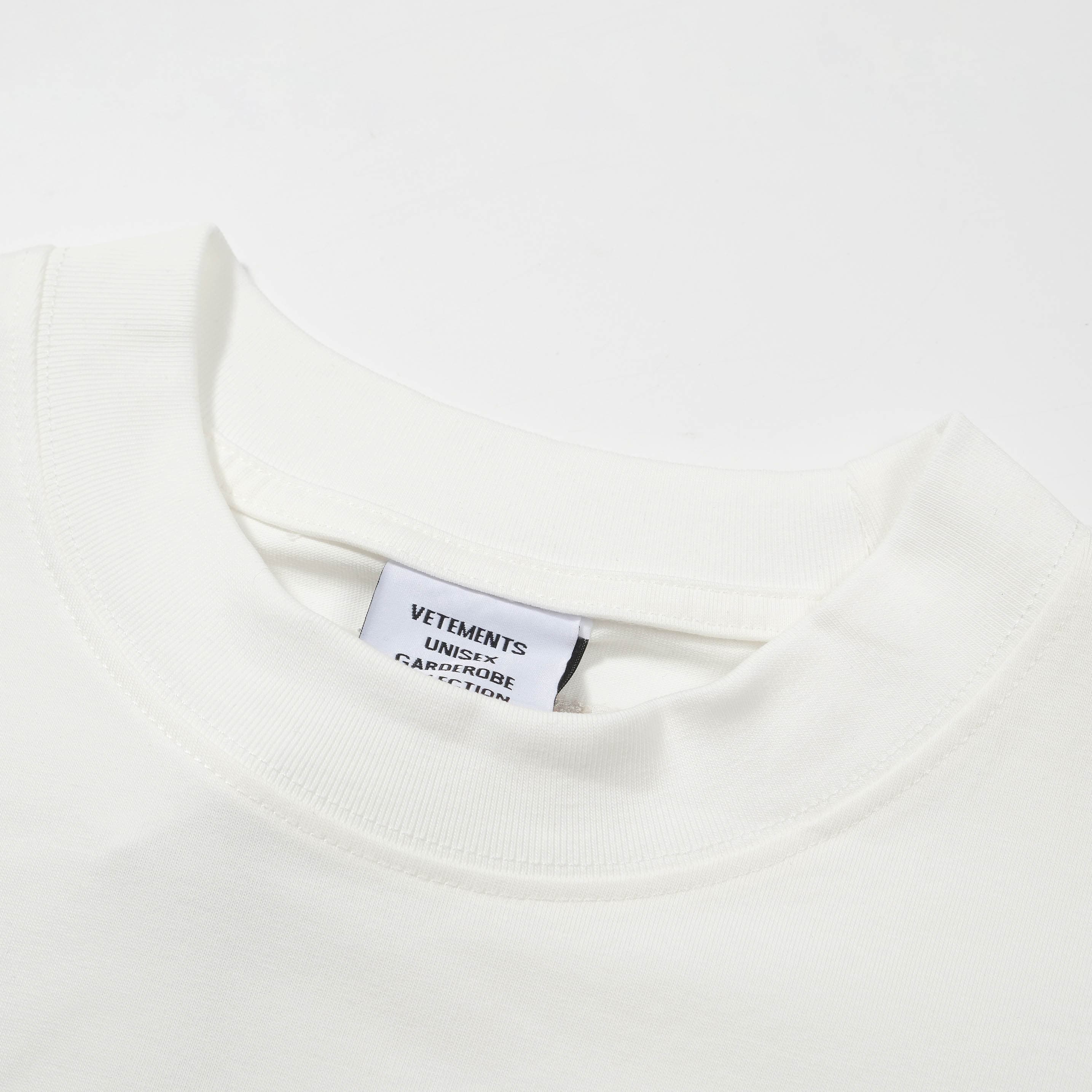 Vetements White Oversized Tonal Embroidered Logo T-Shirt