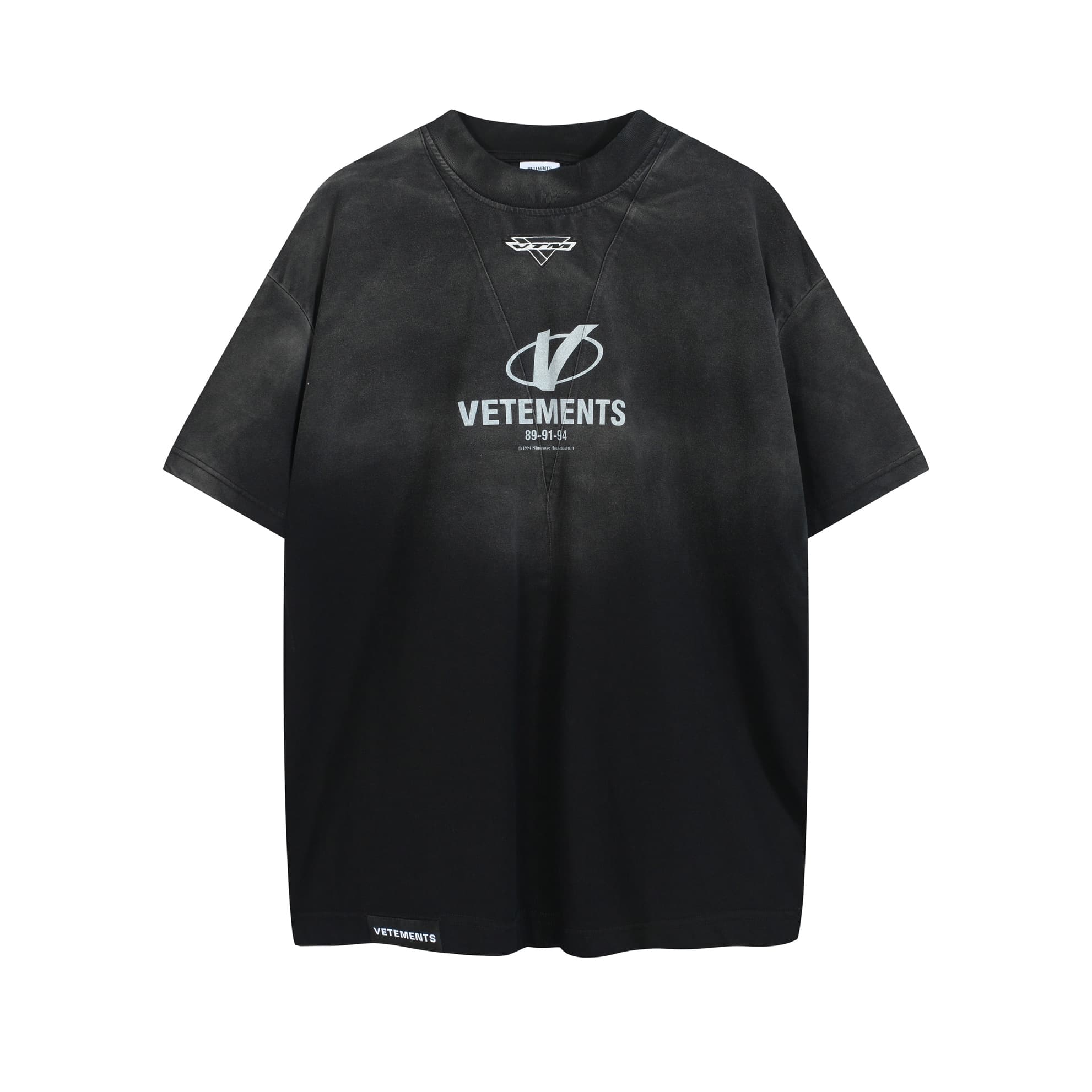 Vetements Black Embroidered Logo Oversized Cotton T-Shirt