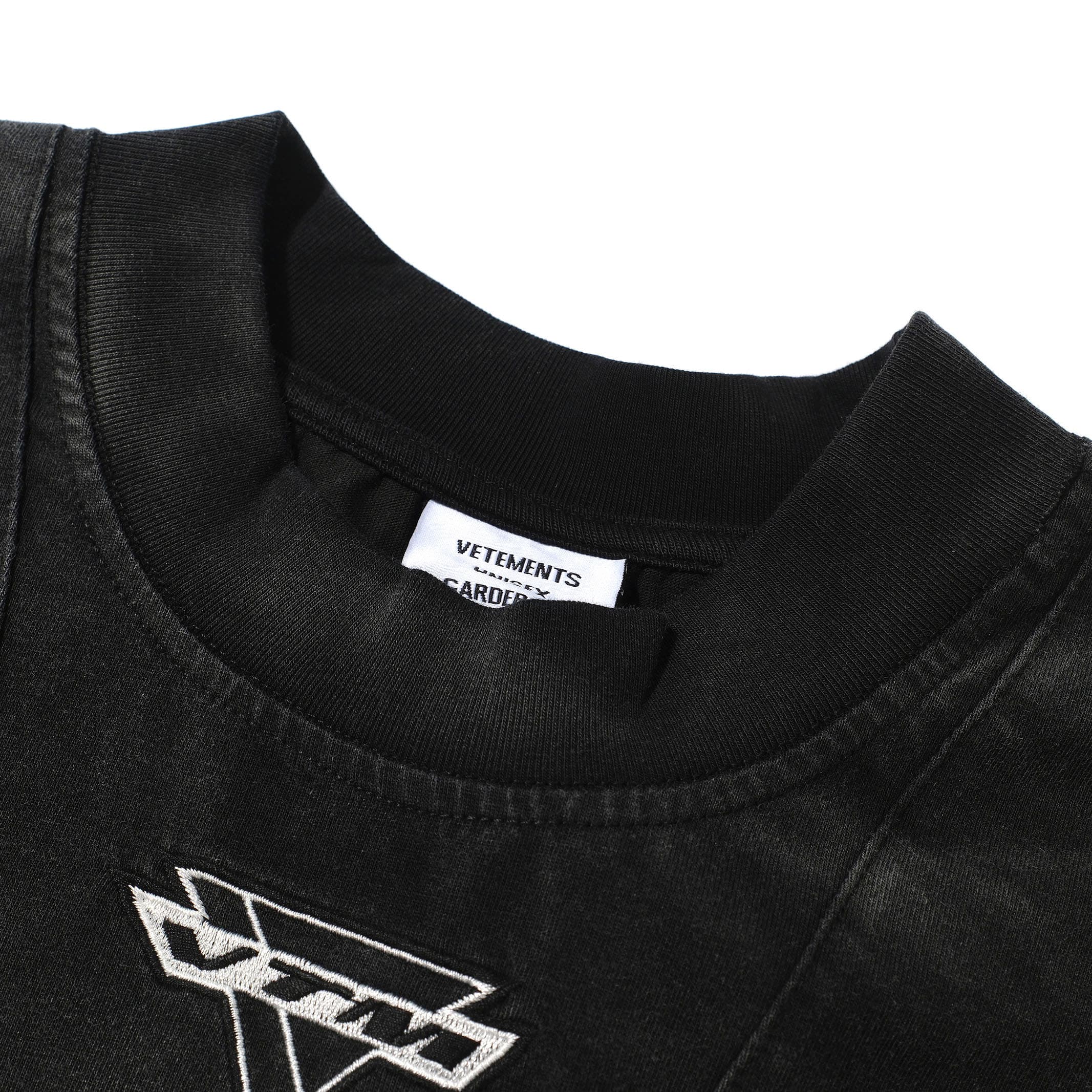 Vetements Black Embroidered Logo Oversized Cotton T-Shirt