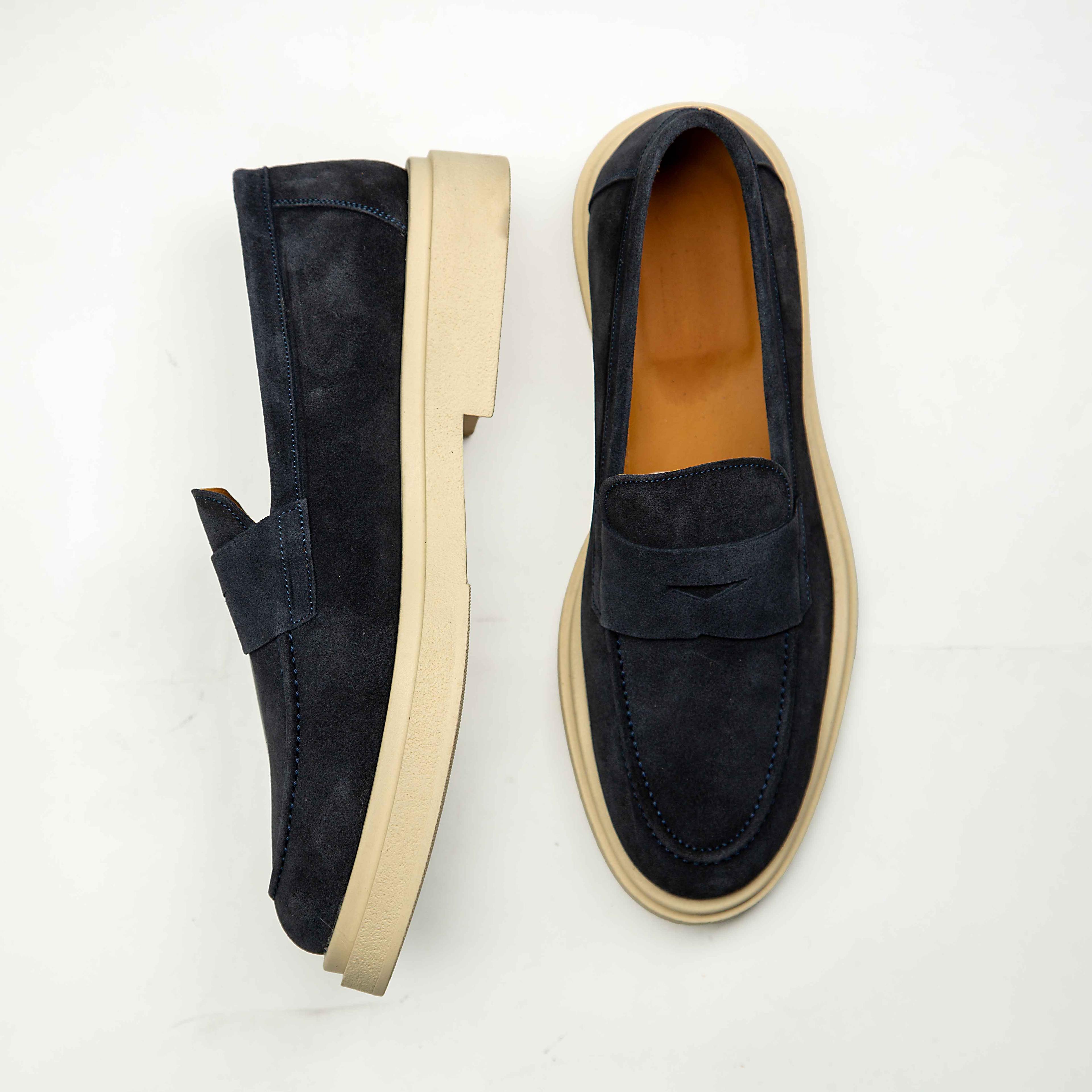 Agu & Sons Ltd Chunky Suede Loafers | Premium Navy & Blue