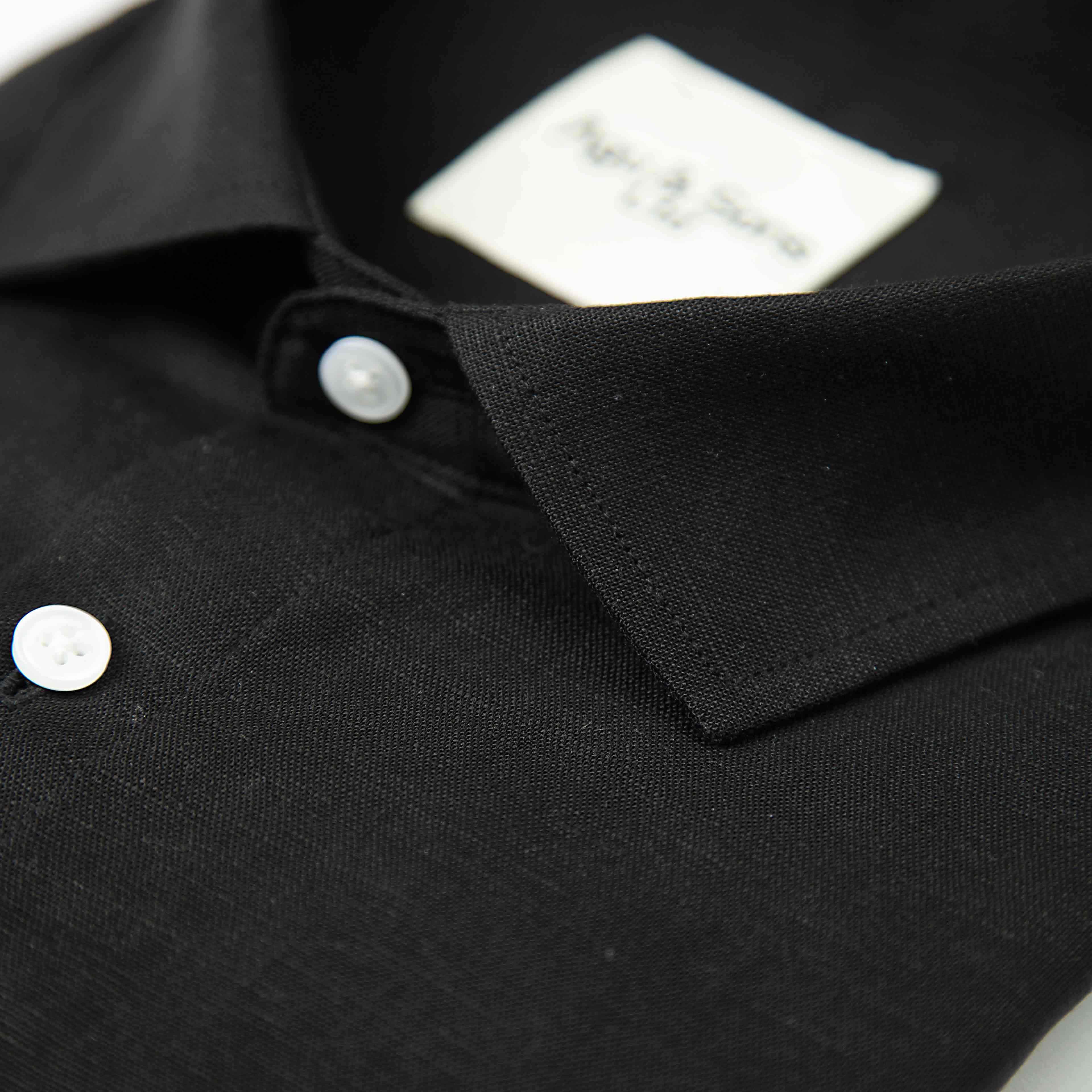 Agu & Sons Black Linen Button-Down Shirt - Men's Long Sleeve