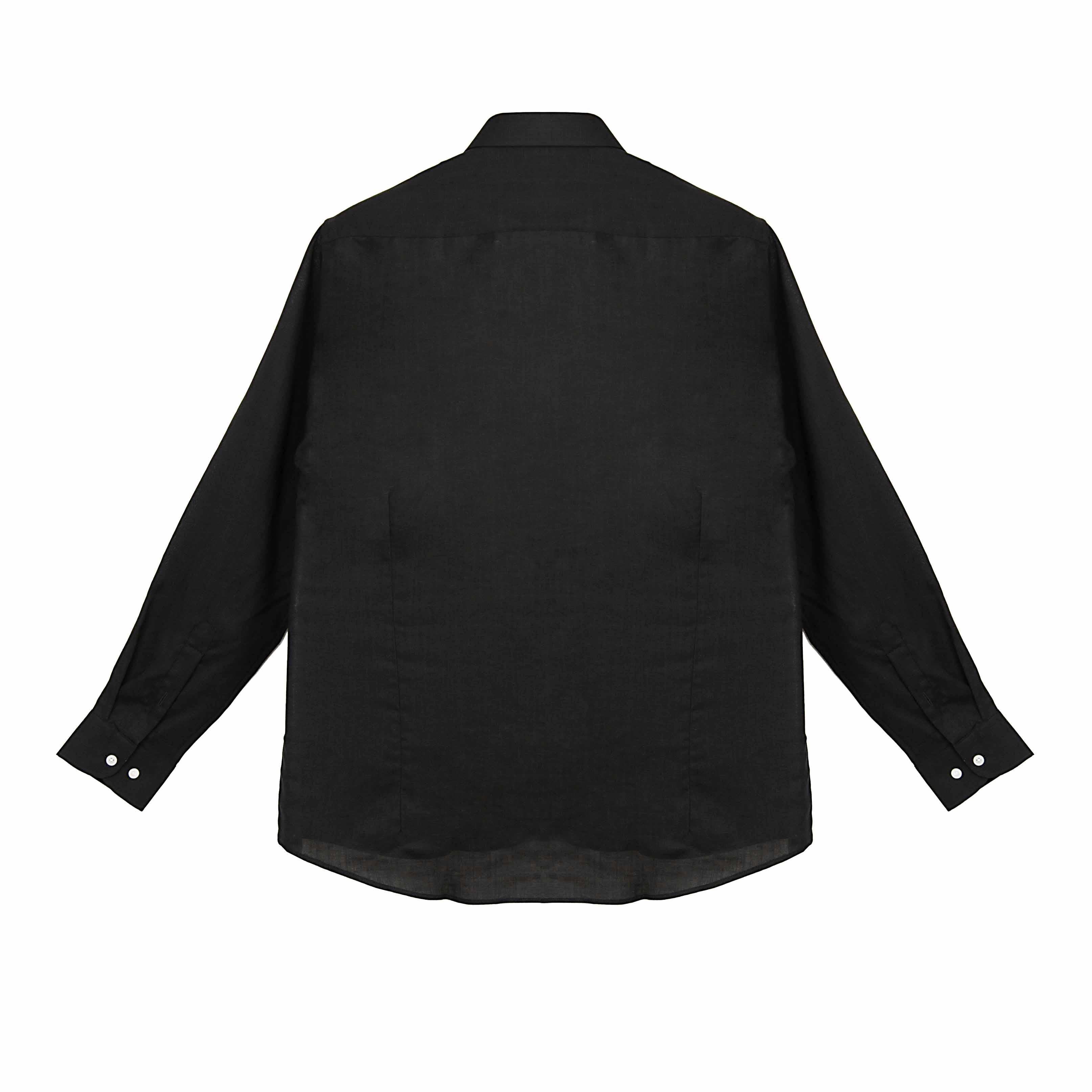 Agu & Sons Black Linen Button-Down Shirt - Men's Long Sleeve